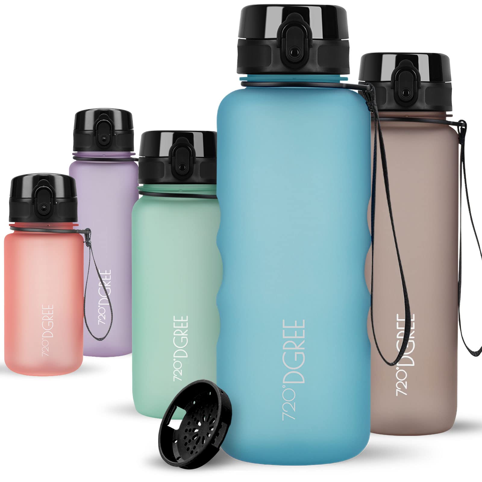 720°DGREE Water Bottle 1.5l “uberBottle“ softTouch +Sieve, BPA-Free, Leakproof, Reusable Drinking Bottle