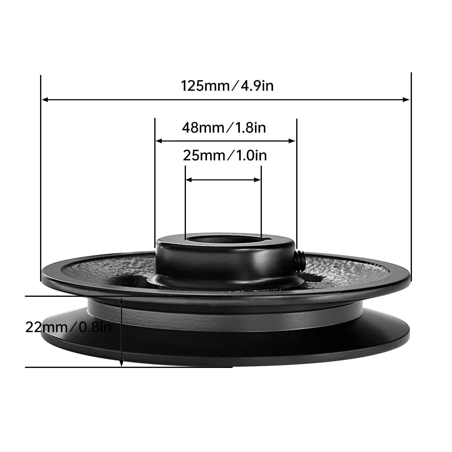 BK52-1 V-Belt Pulley 1 Inch Bore, 4.9" Outer Diameter, Cast Iron Single Groove Sheaves for 5L or B Belt