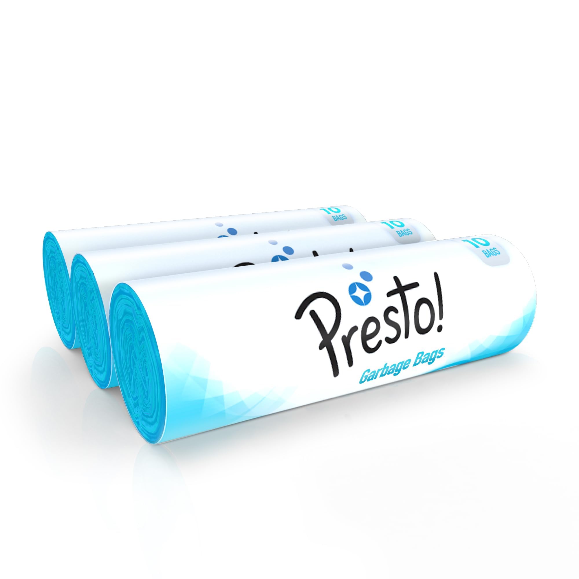 Amazon Brand - Presto! Garbage Bags | Extra Large | 30 Count | 10 Bags X 3 Rolls | 30 X 37 Inches | For Dry Waste | Blue
