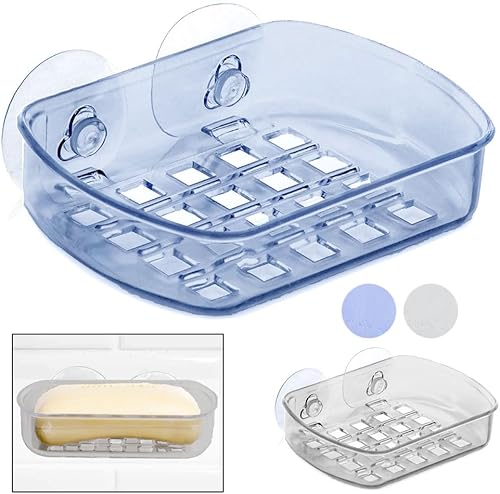 Miniatura 2 de 1 barra de jabón con ventosa, soporte para drenaje, bandeja ahorradora, estante de ducha, soporte de baño, agujeros autodrenantes, soporte para