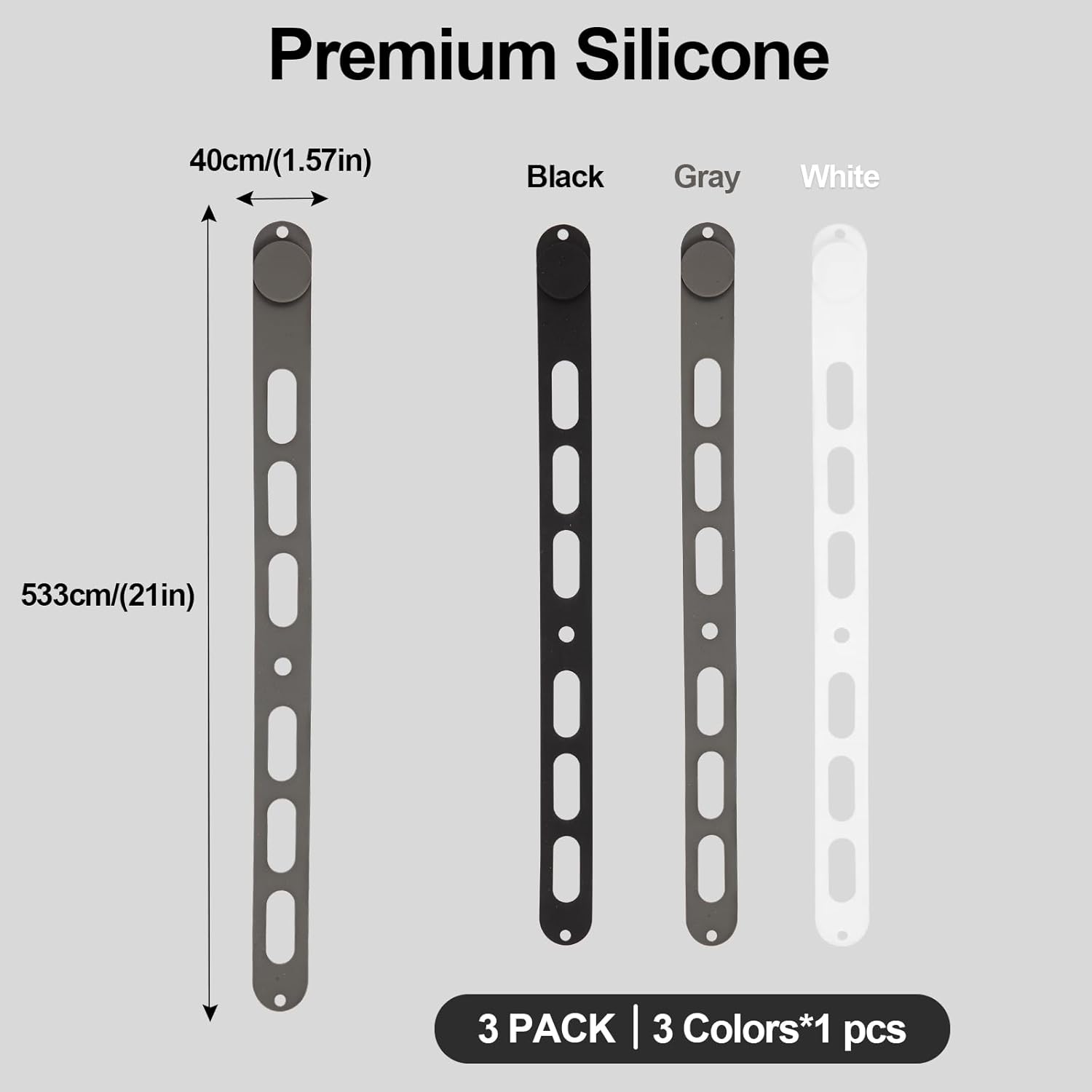 3-Pack Silicone Latch Strap for Slow Cooker Lid, Pot, Bento Box, Adjustable Length and Reusable Elastic Self-Lock Silicone Tie for Bundling or Organizing Curtain, Cords, Yoga Mat, Camping Mat (21 in) - Image 2