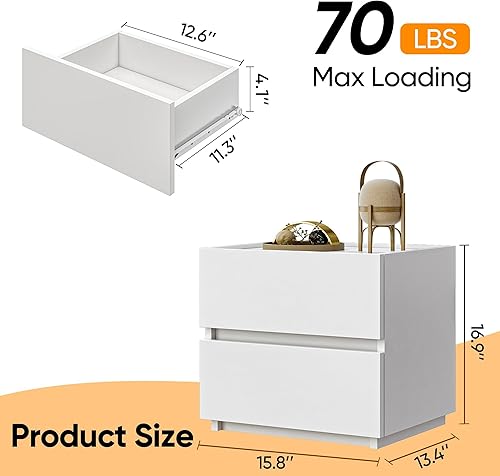 Miniatura 10 de furtble Cómoda apilable de 2 cajones, cómoda pequeña para armario, mesita de noche moderna para dormitorio, mesa auxiliar con cajón de Classic