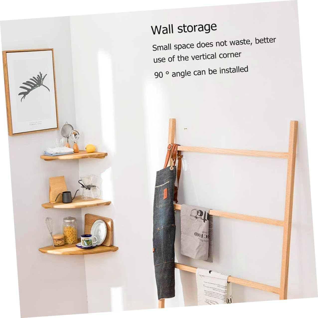 TOYANDONA Rubber Wood Floating Corner Shelf Wall-Mounted Bathroom Rack Decorative Storage for Shampoo Shower and Toilet Accessories Space-Saving Design for Spaces