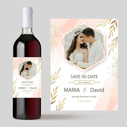 Miniatura 9 de 20 etiquetas personalizadas para vino de boda, calcomanías personalizadas para boda, añade tu imagen, etiquetas para botellas de regalo (6.3 x 5.0