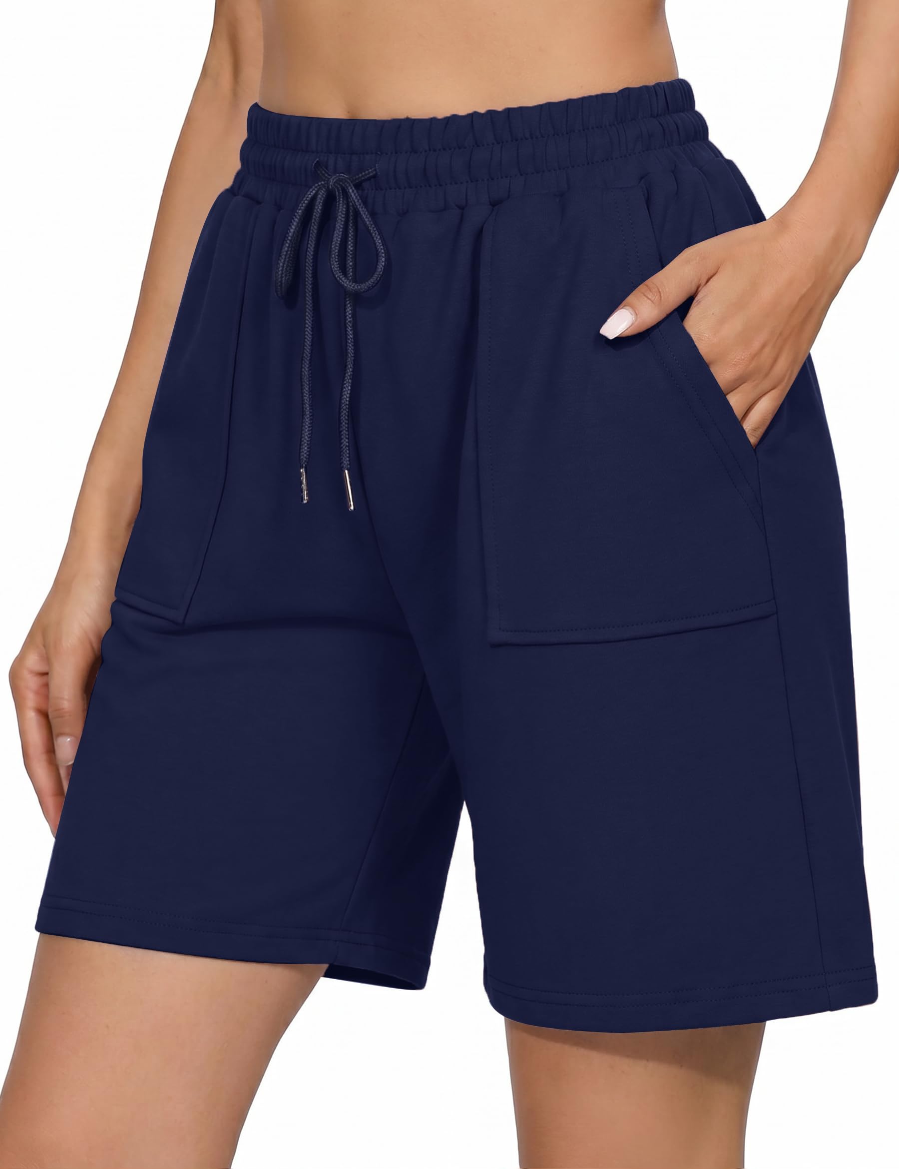 Uniexcosm Kurze Sportshorts Damen Sporthose High Waist Shorts Damen Sommer Shorty mit Taschen und Kordelzug Freizeitshorts für Running Gym Fitness