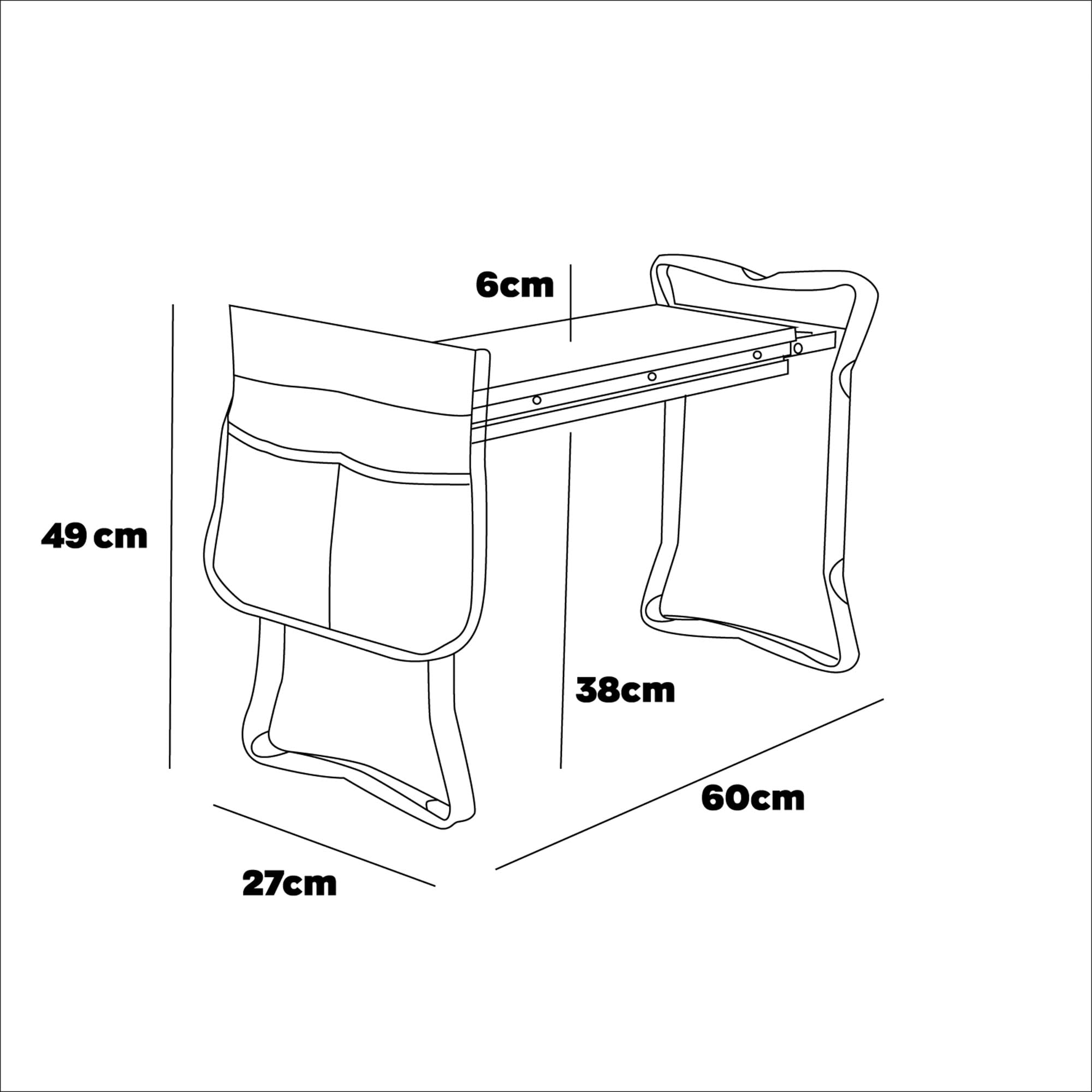 BOUDECH Ergogard - Tabouret à genoux multifonction 2 en 1 pour jardinage avec sac porte-outils, noir et orange