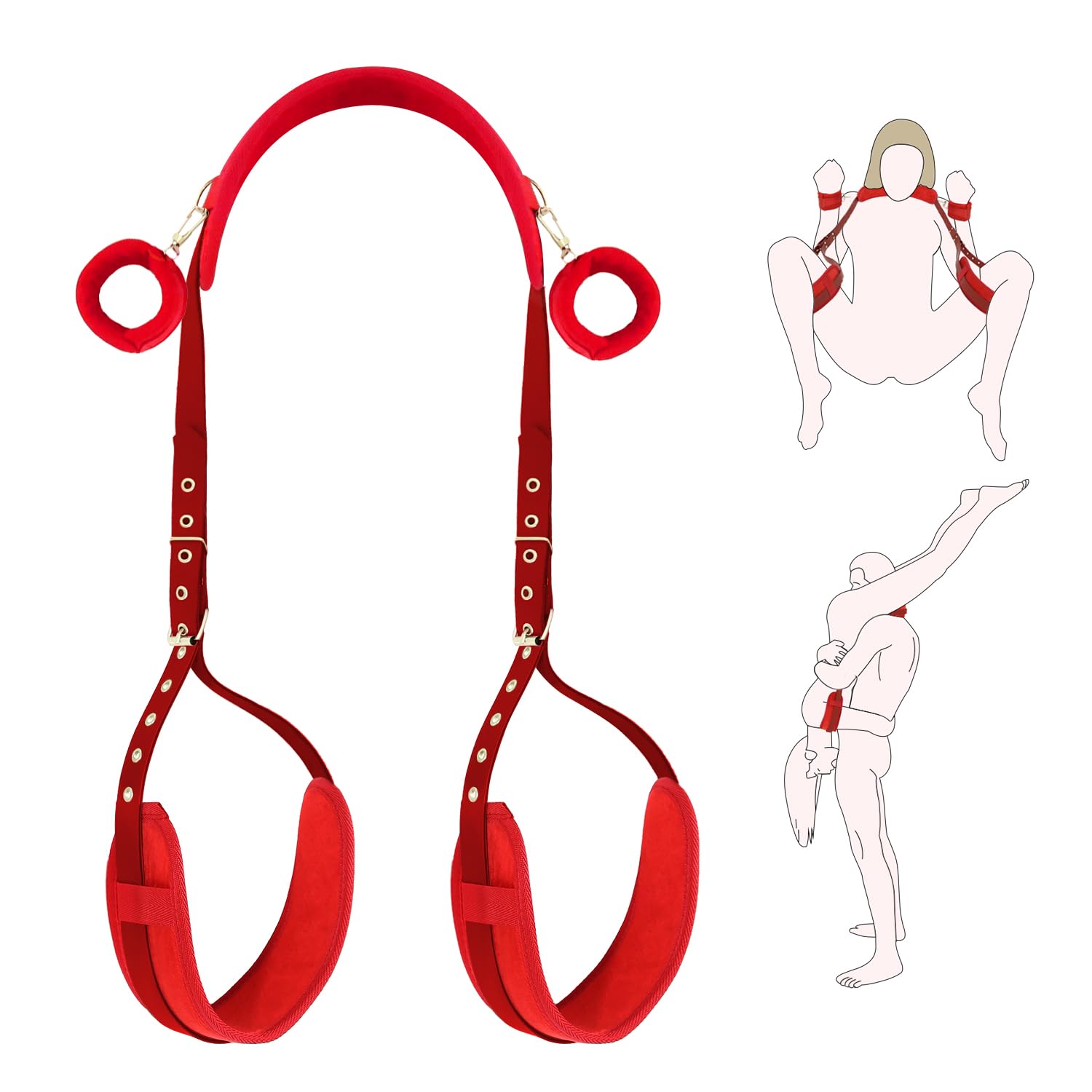 Sex Bondage BDSM Restraints Kit - Neck to Thigh/Ankle Bondage with Handcuffs Adjustable Wrist Cuffs,Bed Restraints BDSM Thigh Sling,Sex Things for Couples Kinky,Adult Sex Toys for Couple Women