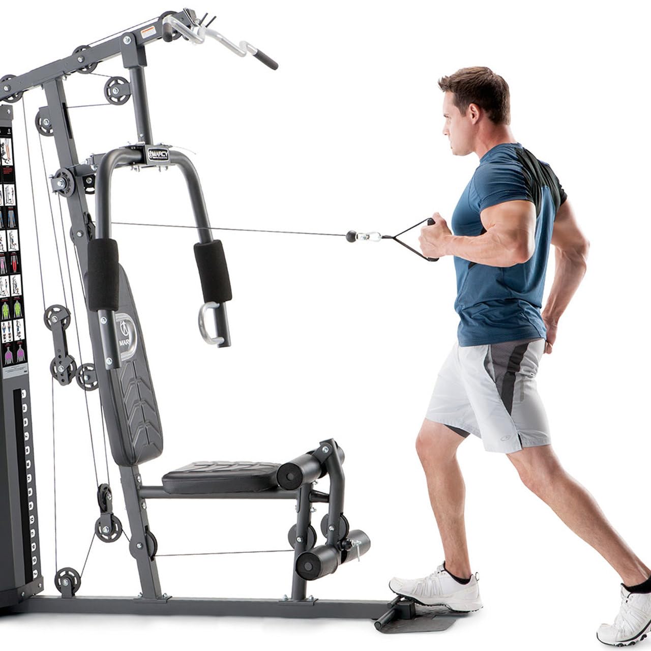 Marcy Estación de entrenamiento multifuncional de 150 a 200 libras, gimnasio en casa para levantamiento de pesas y culturismo