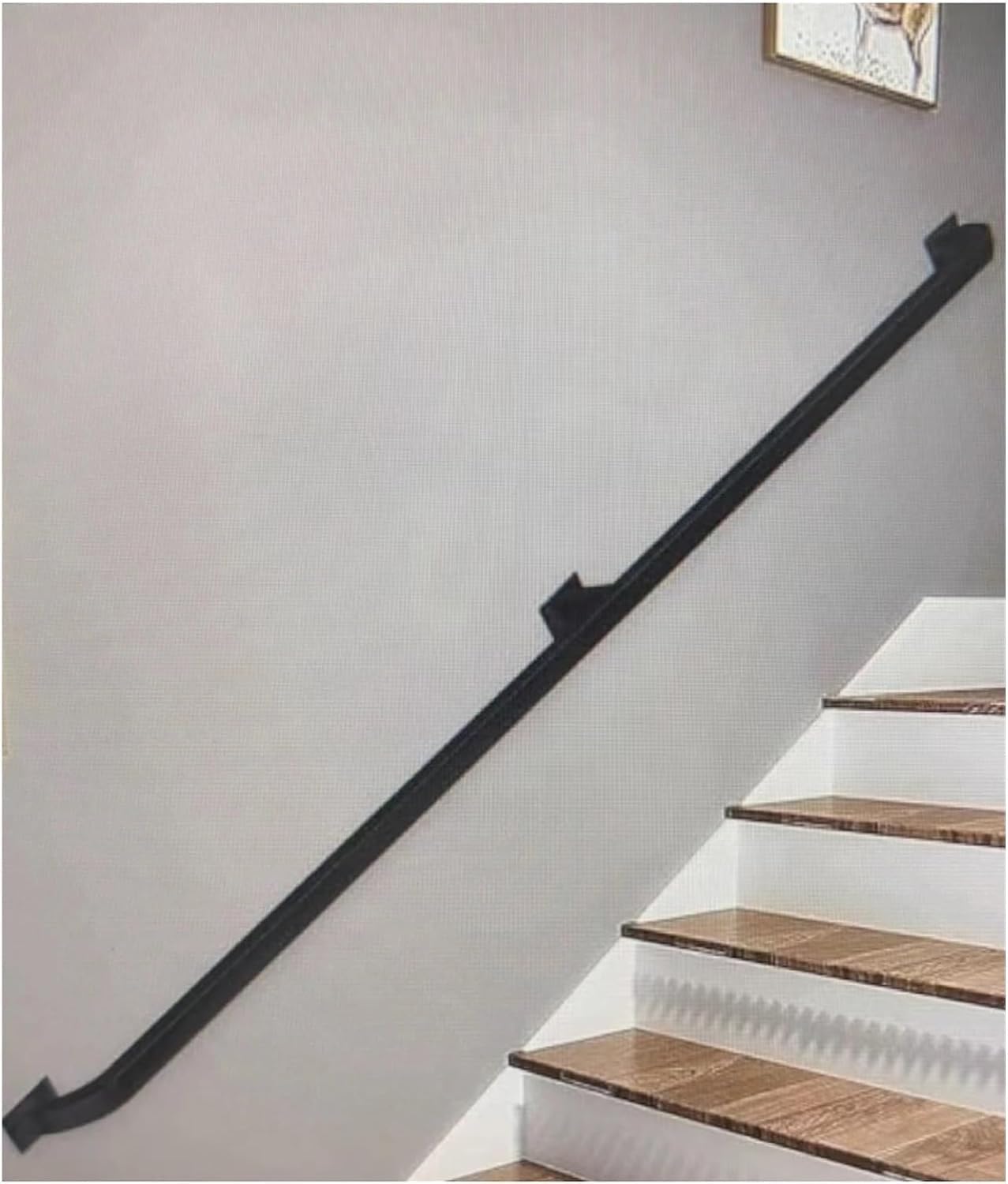 LWJSOCP Indoor Stair Handrail 2-23ft Wall-Mounted Support for Elderly & Children Matte Black Industrial Pipe Stair Railing Durable Safety Rod (50cm/1.6ft)