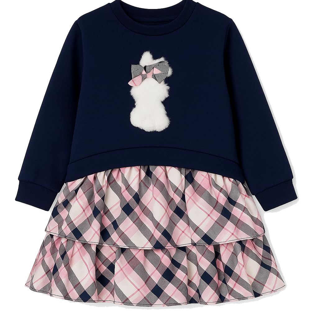 Mayoral Vestito Elegante Bambina 6-24 Mesi Rosso con Fiocco e Gonna Scozzese, Maniche Corte e Tessuto Strutturato per Cerimonie e Feste Invernali