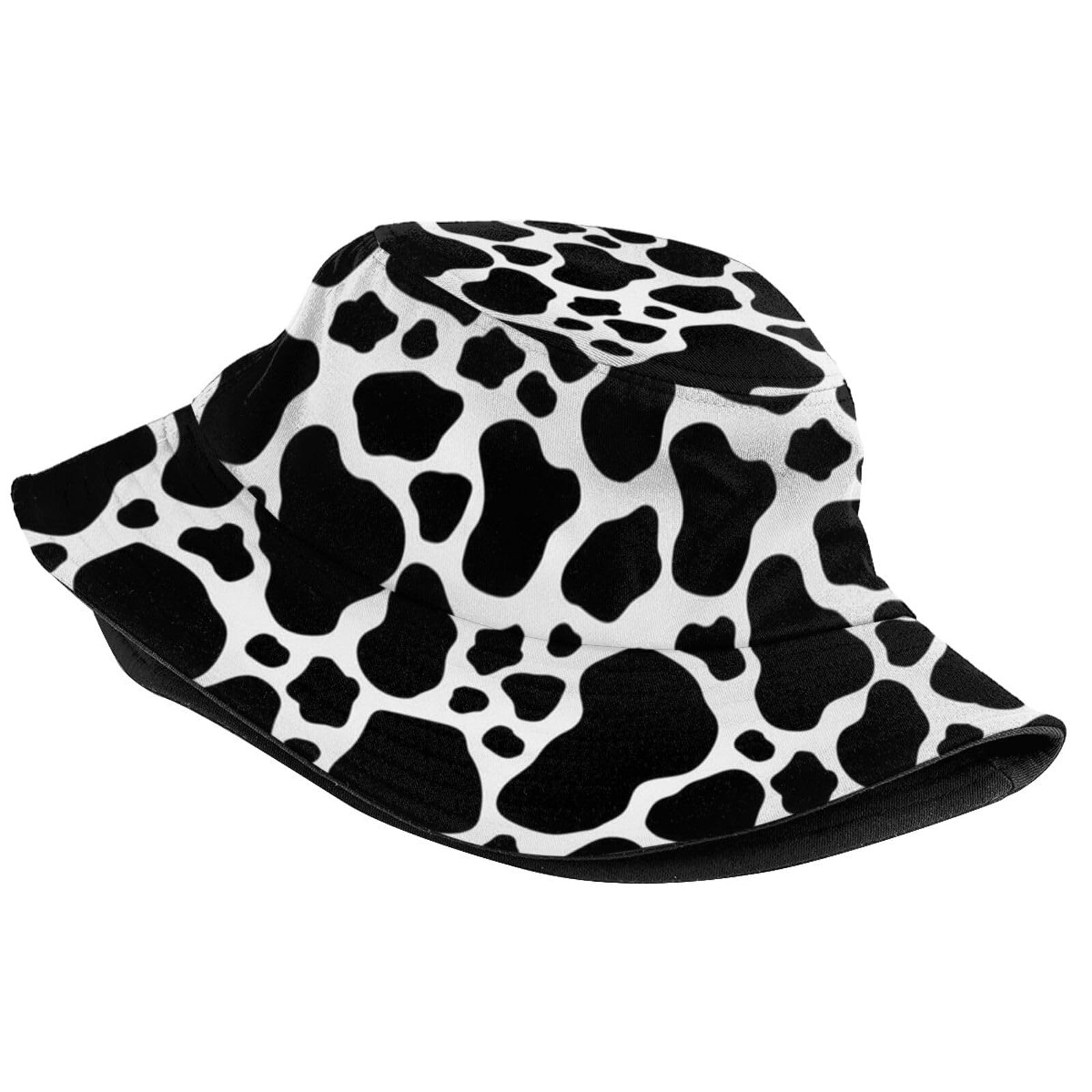 Cute Cow Print Sun Hat for Women Men Cute Cow Print Bucket Hat Reversible Summer Travel Beach Fishing Cap & Hat