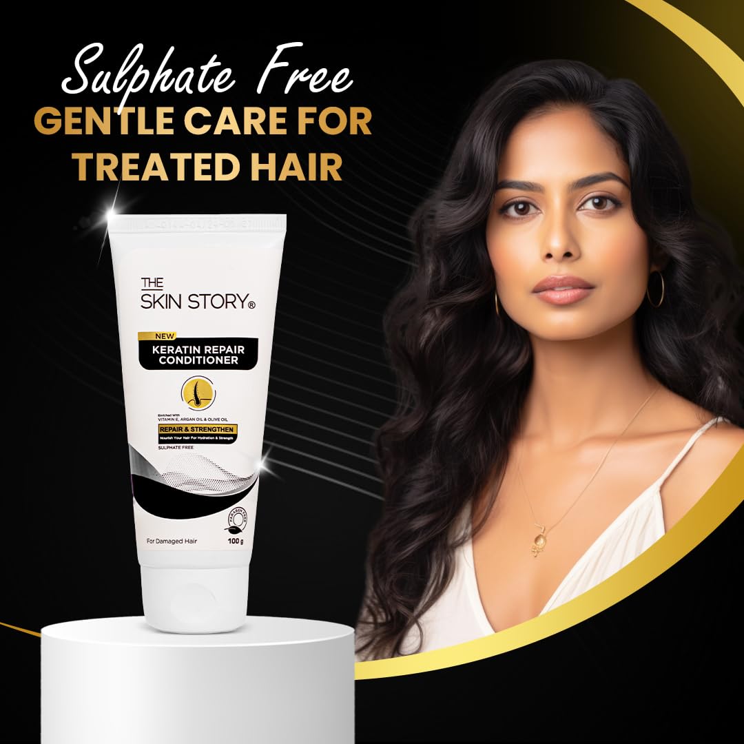 Skin story conditioner for treated and colored hair | The repair partition ends and damaged hair. Long -lasting glow | Conditioner for women and men | Cautin, argon oil, olive oil, and rich with vitamin E. Sulfate free | 100 grams Skin story conditioner for treated and colored hair | The repair partition ends and damaged hair. Long -lasting glow | Conditioner for women and men | Cautin, argon oil, olive oil, and rich with vitamin E. Sulfate free | 100 grams