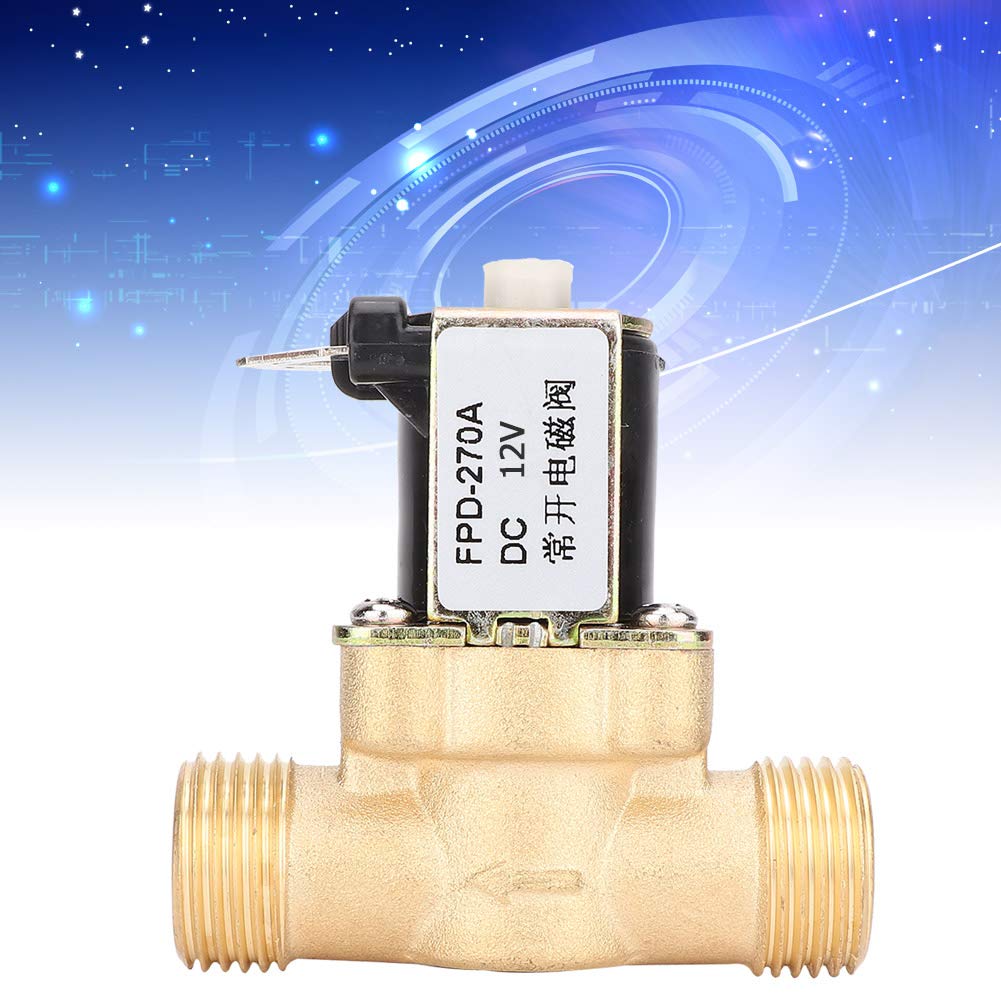 Acouto Électrovanne G1/2 en Laiton pour Eau/gaz/Huile, électrovanne électrique en Laiton Normalement Ouverte, électrovanne électrique DC 12 V 24 V pour l'alimentation en Eau (DC12V)