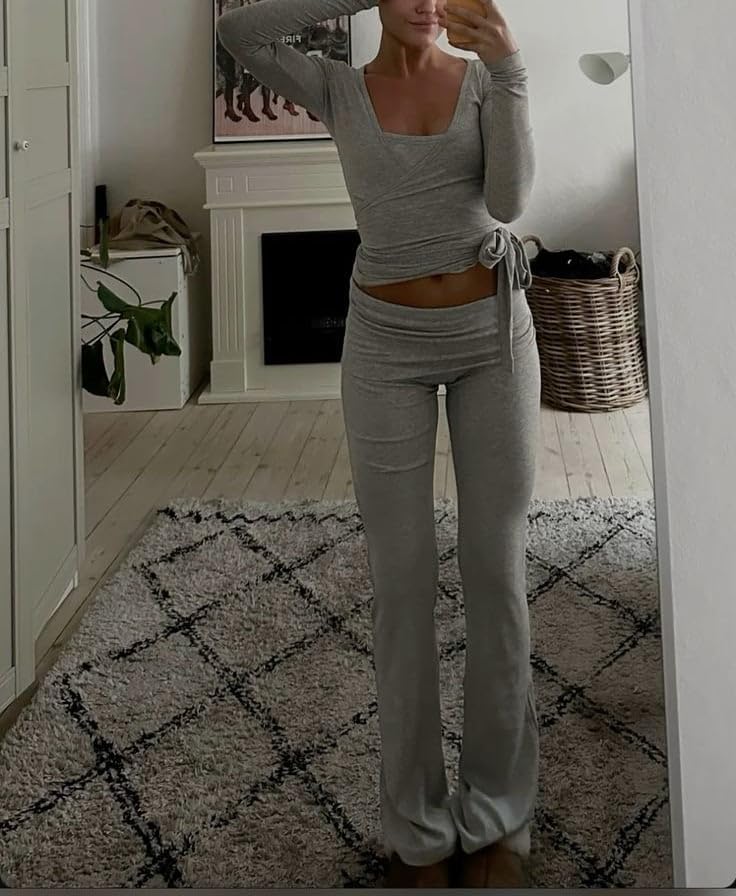 Women Ballet V Neck Wrap Top Workout Athletic Pilates Tie Front Long Sleeve Shirt Y2k Yoga Cross Wrap Fairy Blouse - Image 3