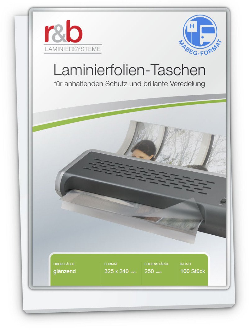 r&b FT-MA4H Laminierfolien A4, 325 x 240 mm, 2 x 250 mic für Fahrplanhalterung/Mabeg, 100 Stück