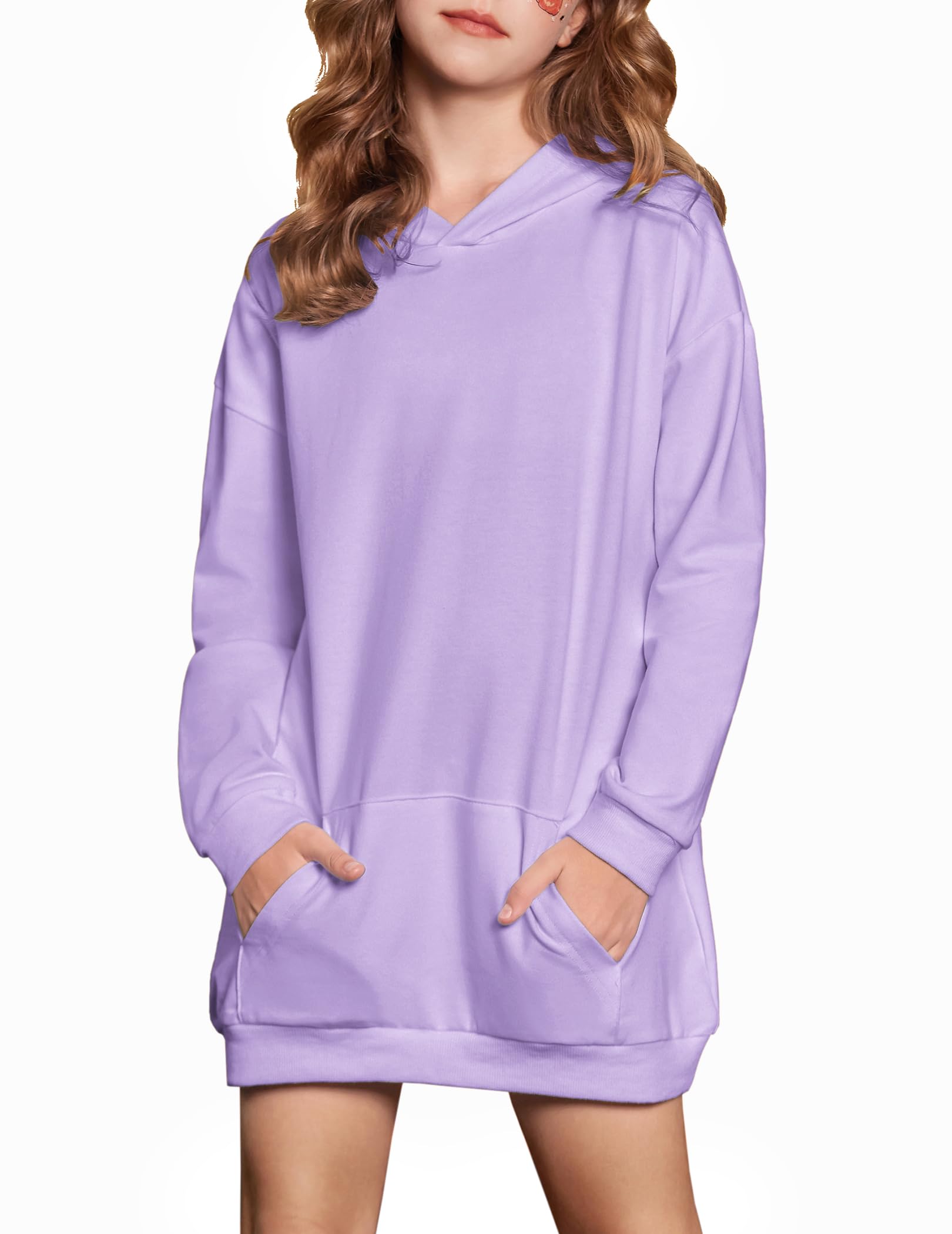 Arshiner Girls Hoodies Kids Long Pullover Hooded Sweatshirt with Kangaroo Pocket