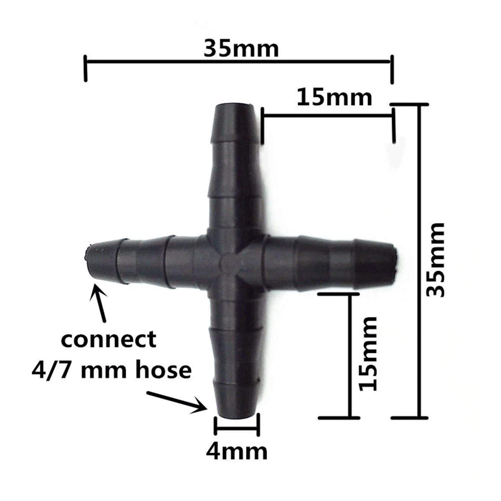 Quality Connettore a 4 Vie con Raccordo Incrociato Tubo da 1/4 di Pollice Adatto for l'irrigazione del Giardino Attacco rapido 300 Pezzi Durable