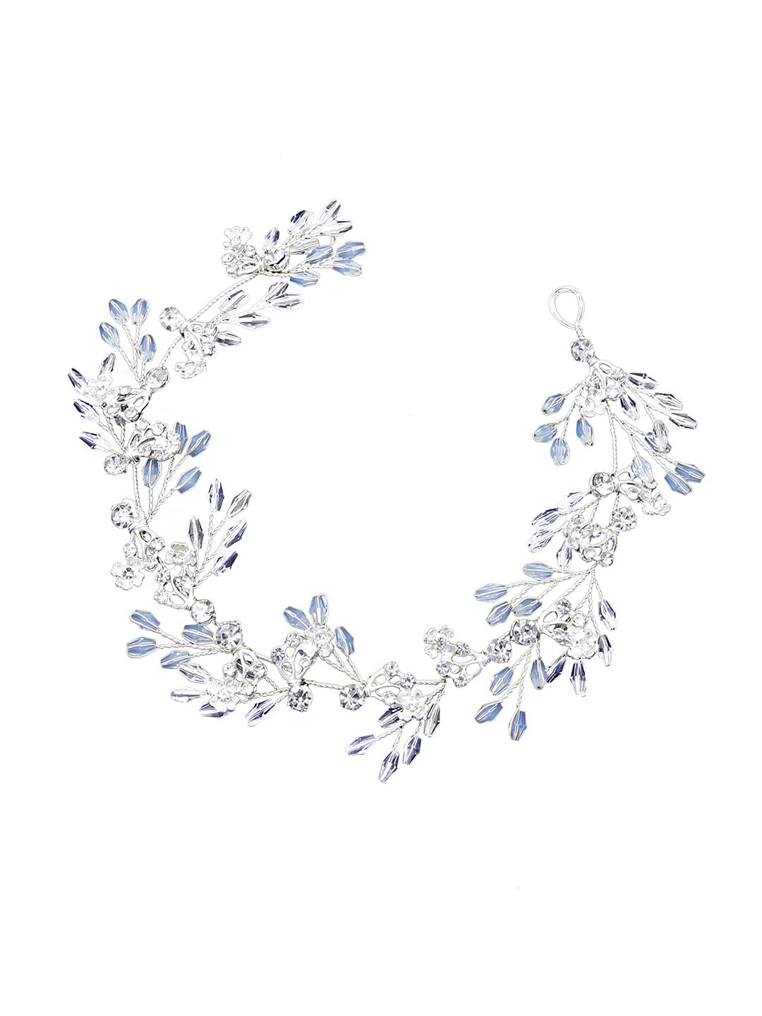 YELLOW CHIMES White Crystal-Studded Floral Fashionable Hair Vine Hair Jewellery for Woman & Girls, Medium, Non-Precious Metal