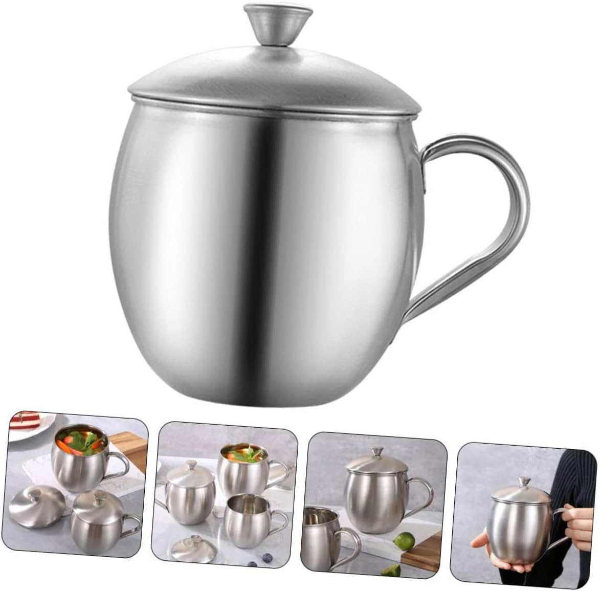 Kichvoe Stainless Steel Coffee Mug with Lid and Handle 16.9Oz 500Ml Travel Tumbler for Hot Drinks Tea Milk Soup Unbreakable Drinking Cup - Image 7