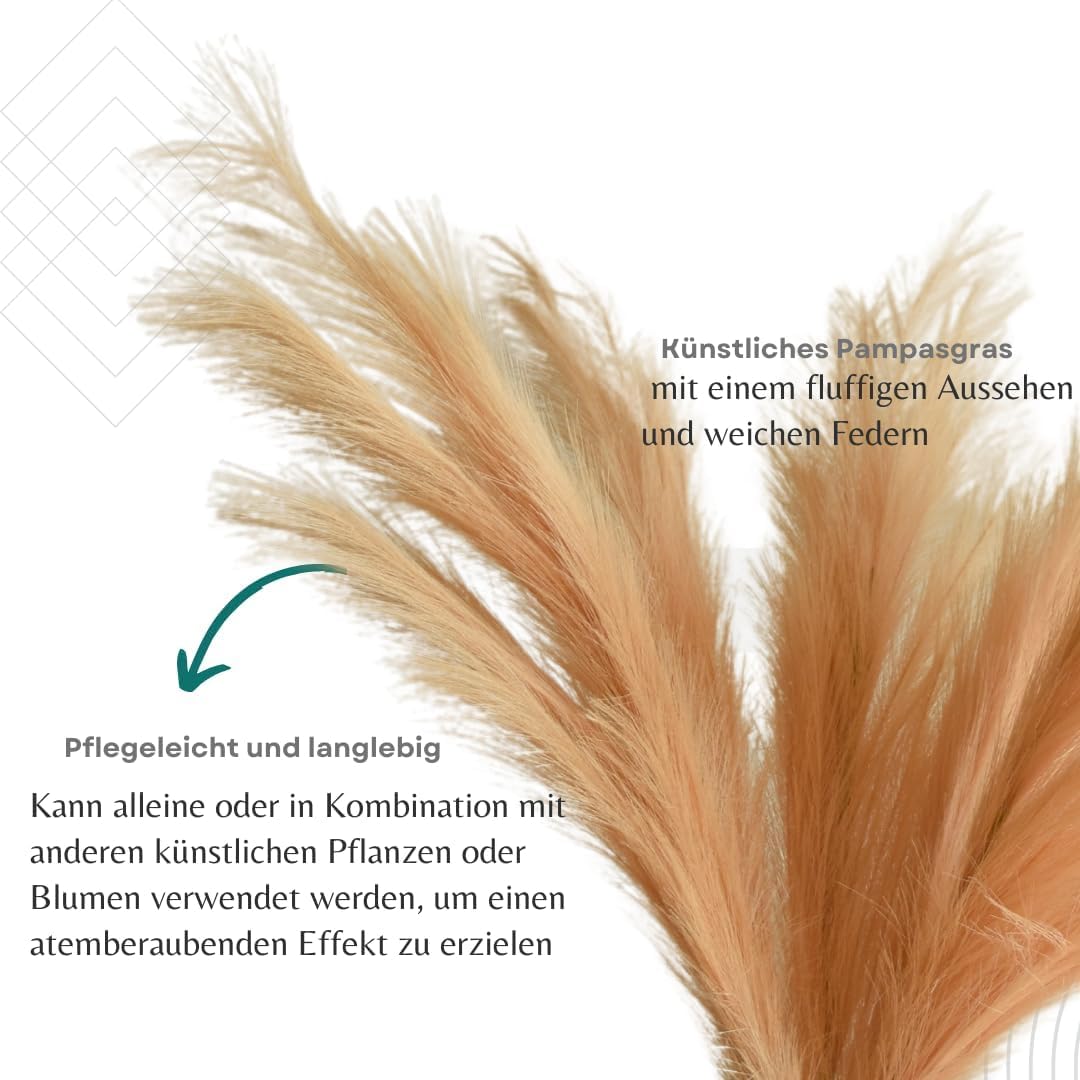 Herbe de la pampa - Lot de 3 herbes de la pampa artificielles - Doré/orange - Boho Chic XXL - 100 cm - Marron - Idéal pour la décoration de mariage, le salon et la chambre à coucher - Grande herbe