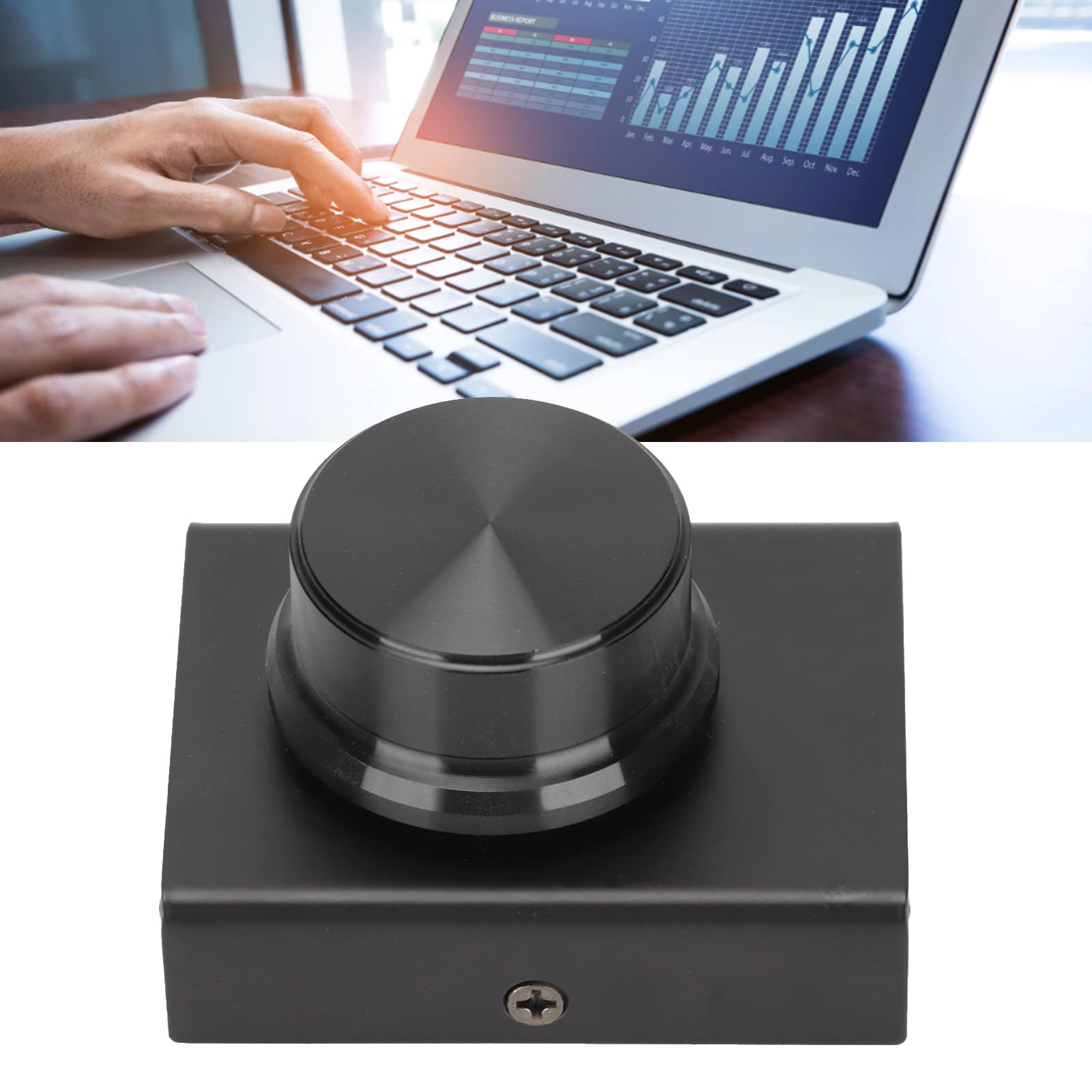 Ubersweet® USB Volume Control, one Key with Mute Function Computer Volume Controller Black Color Plug and Play Skid Resistance Pads for Win for os x System-image-45
