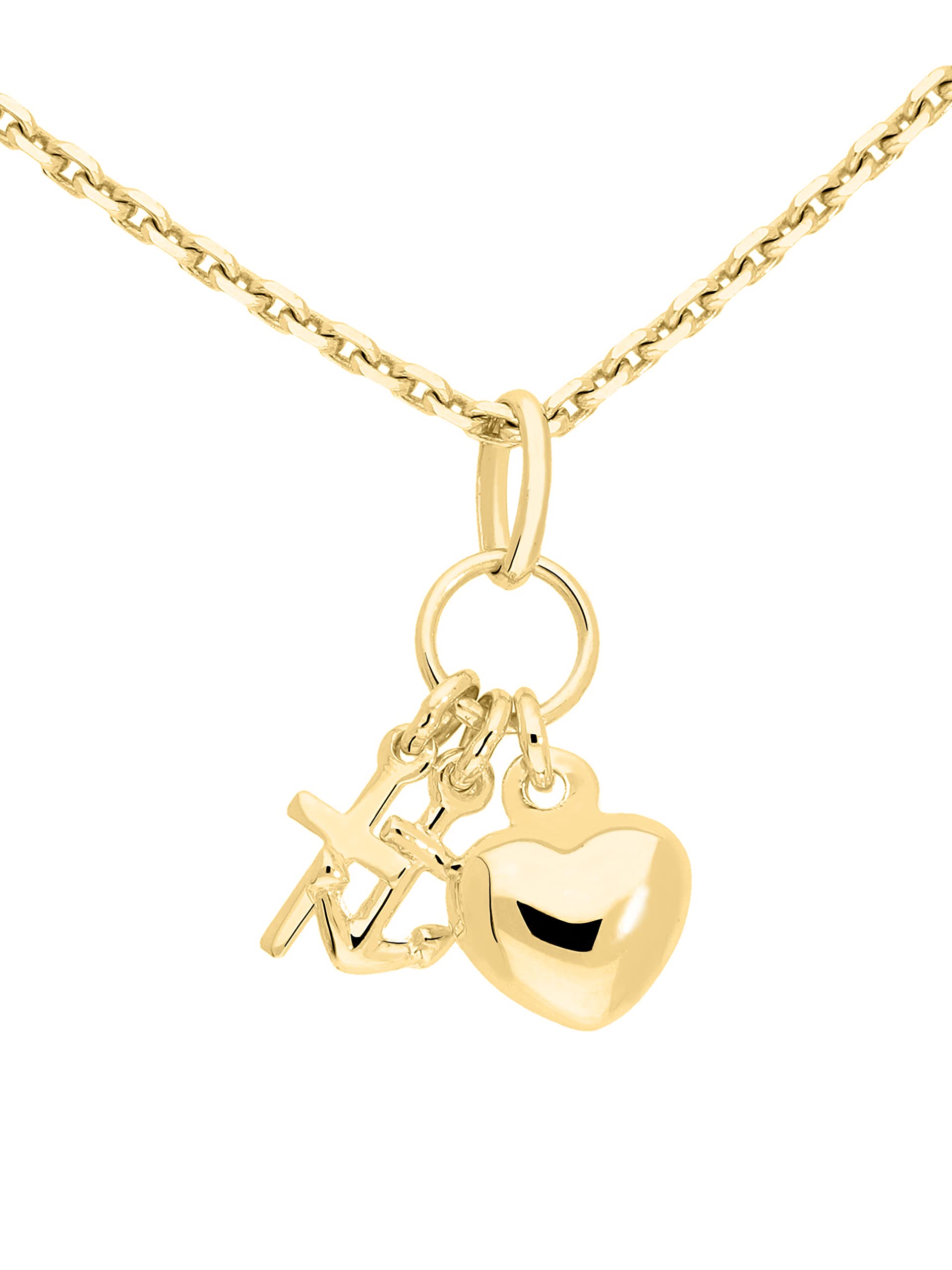 My Gold Pendentif Faith Love Hope (Sans Chaîne) Or Jaune Véritable Or 333 (8 Carats) 13mm x 5mm Coeur Ancre Croix Favori V0003666