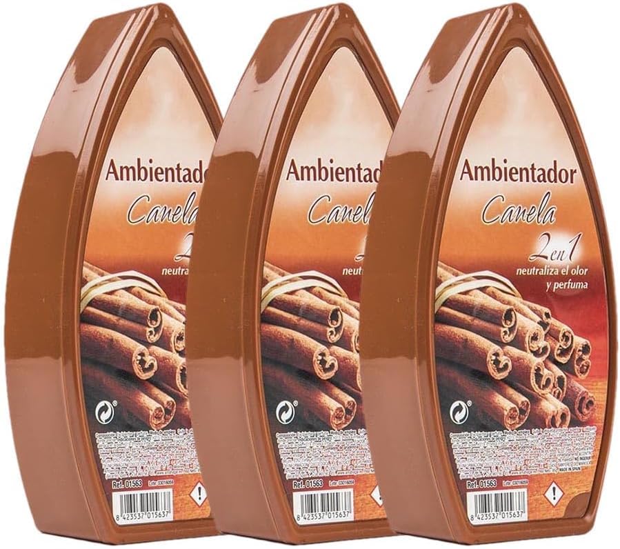 PCMOVILES Ambientador de Gel CLASSIC Canela – Pack de 3 Unidades – Larga Duración – Frescor para Casa, Habitación, Armario y Coche – Aroma Repelente Natural
