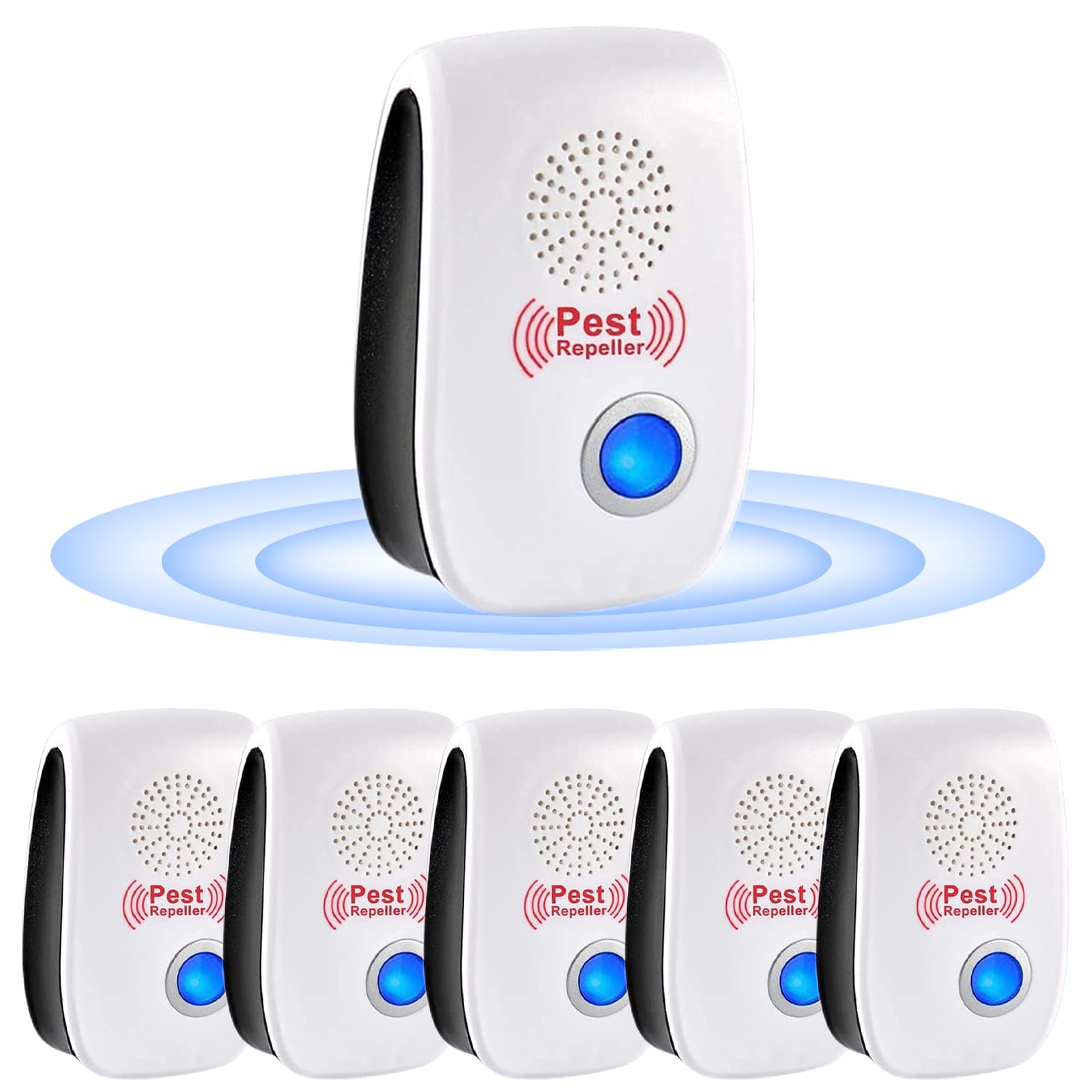 Repelente Ultrasónico de Plagas, 6 Pack Electrónico Repelente Mosquitos Control de Plagas, Repelente Ultrasónico Mosquitos para Interiores, Moscas, Ratones, Cucarachas, Arañas, Roedores