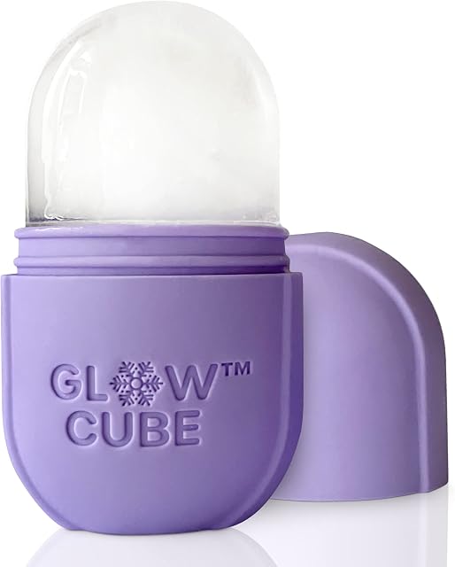 GLOW CUBE Ice Roller For Face Eyes and Neck To Brighten Skin & Enhance Your Natural Glow/Reusable Facial Treatment to Tighten & Tone Skin & De-Puff The Eye Area (Pastel Purple)