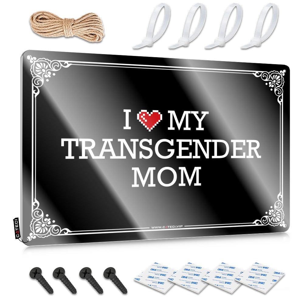 Fzfn Men's Colour Tin Metal Sign Bathroom Decor Wall Decor | I Love My Transgender Mom Cool For Campers Home(20X30cm)