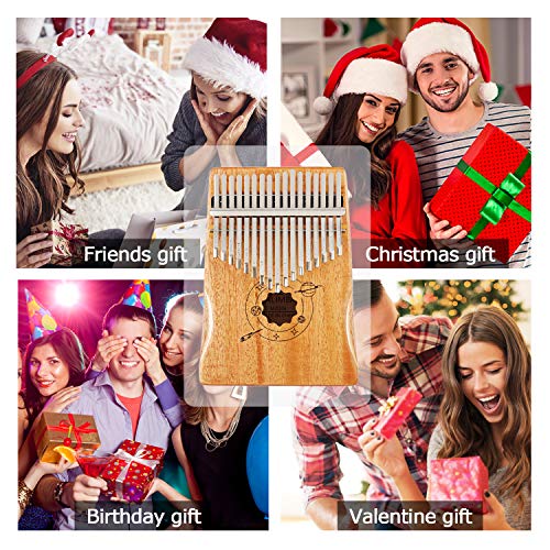 Kalimba 17 toetsen duim piano, vinger piano met muziekboek & Tune hamer, draagbare Mbira Sanza Afrikaanse houten vinger… - Image 7