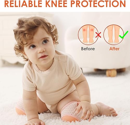 Miniatura 6 de SOFTMED - Rodilleras para gatear y gatear, rodilleras para bebé, ajustables, antideslizantes, transpirables para gatear niños pequeños (3 pares) (3,