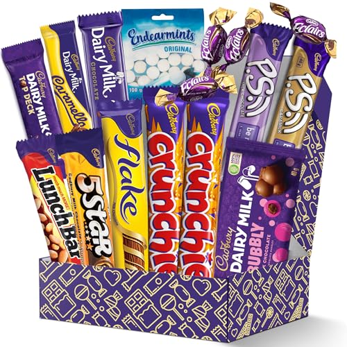 Chocolate Gift Box, Chocolate Bars Sweets Snack Box Imported from South Africa, Includes Flake, Crunchies, Caramello, Dairy Milk Variety Pack, Assorted Bar, 16 Pieces