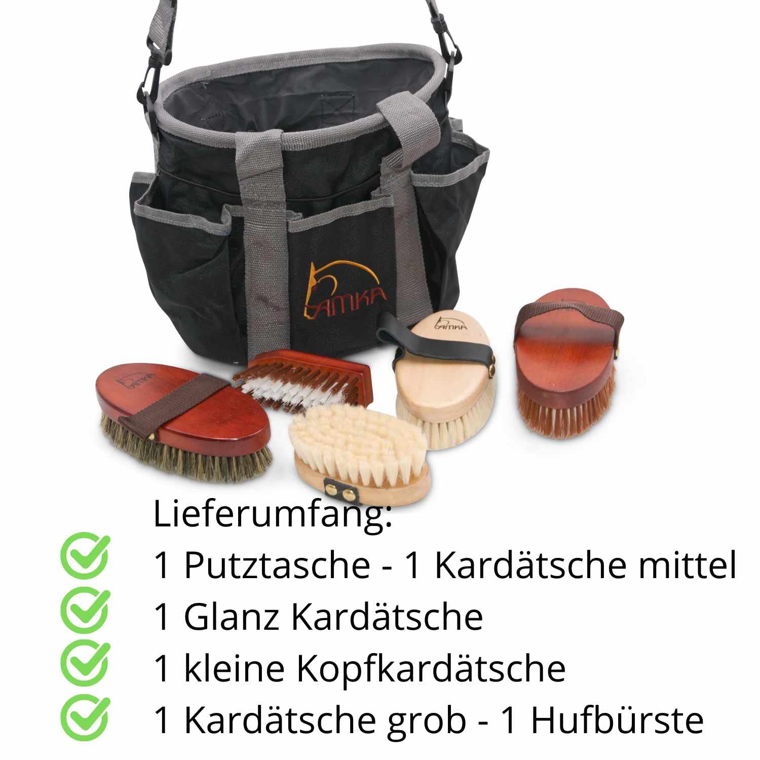 AMKA Set completo di 5 spazzole per cavalli