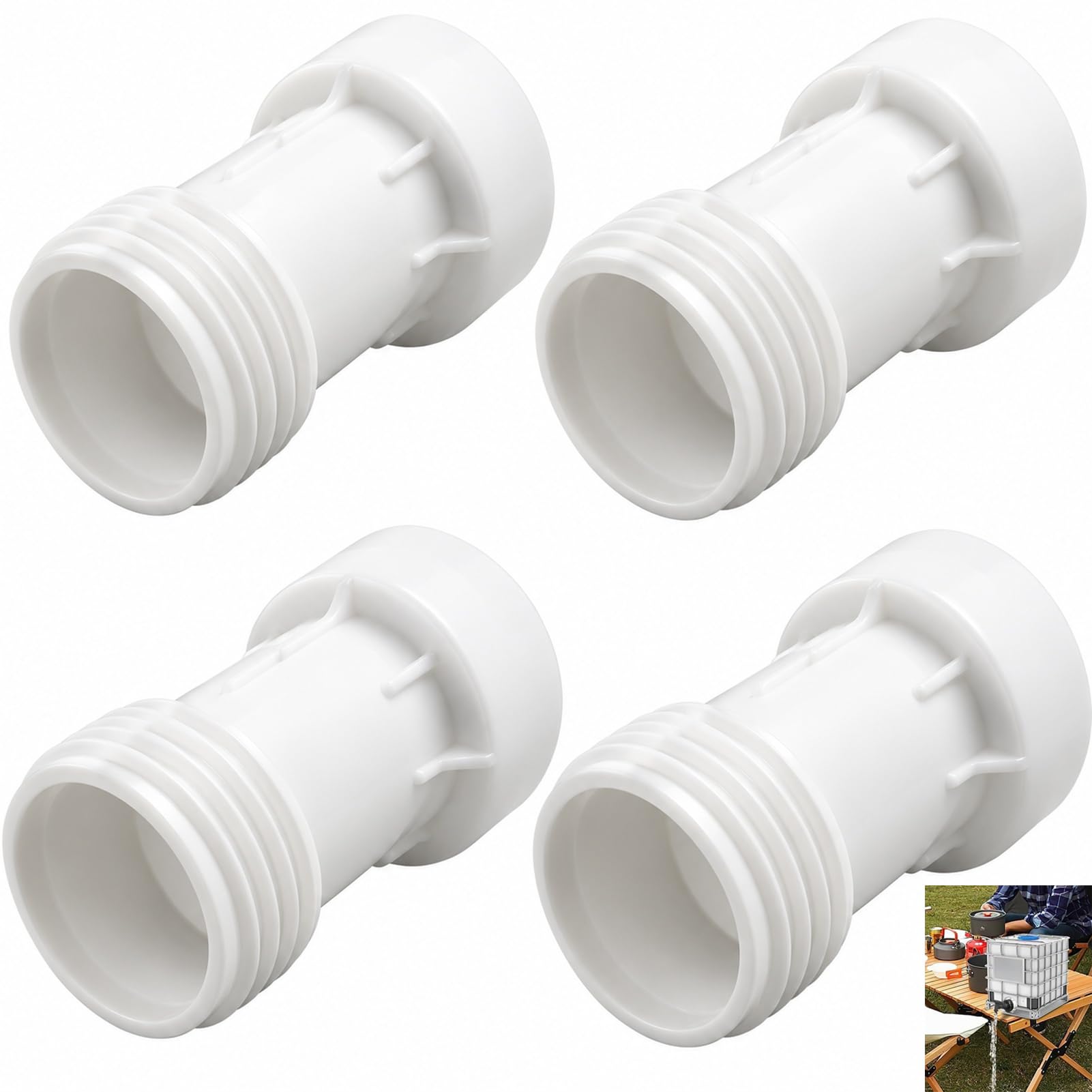 4 accesorios de depósito IBC, extensión de salida para tanque S60 x 6 DN50 de 2 pulgadas, adaptador de rosca gruesa, extensión de grifo para tanque de agua 1000L, contenedor IBC y sistema de riego