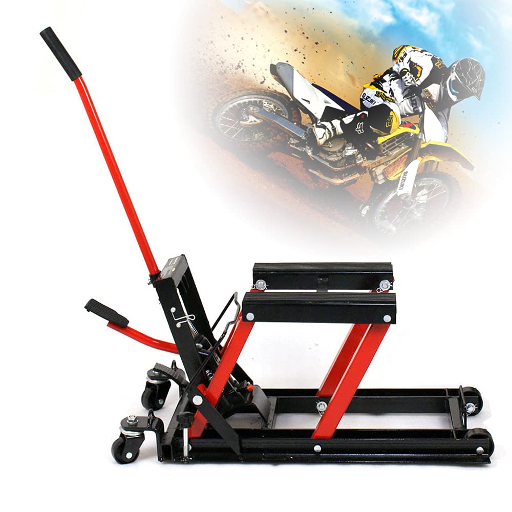 Cric Moto Professionnel 680 kg Cric Hydraulique Mini Leve Moto Hydraulique - pour différents Types de Motos - Rouge