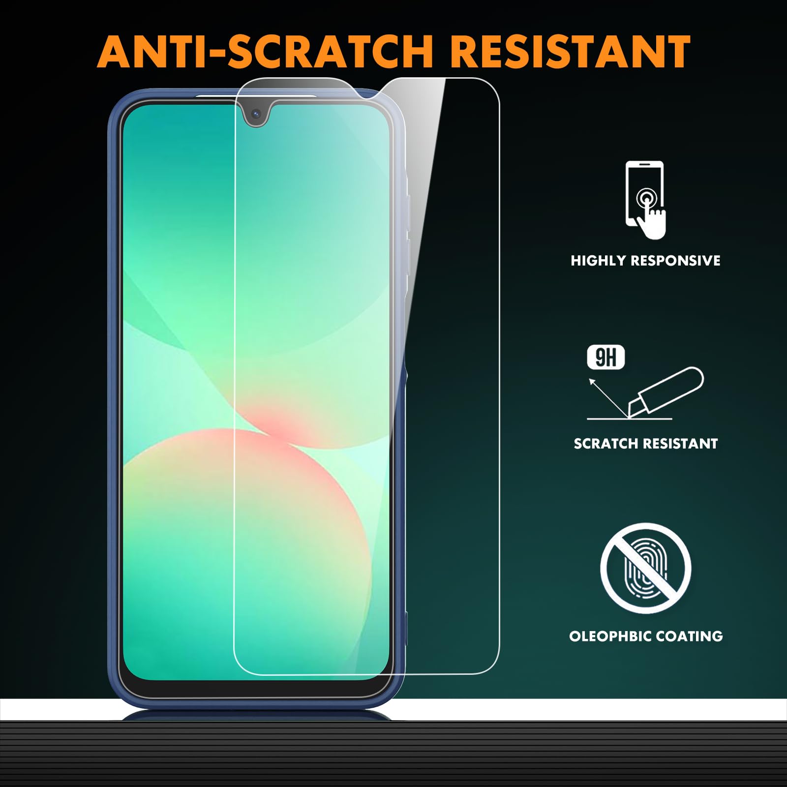 Byvuwiay Cover per Samsung Galaxy A26 5G con 2 Vetro Temperato Pellicola Protettiva, Custodia in TPU Ultra Sottile Antiurto Anti-Scratch Case, Blu