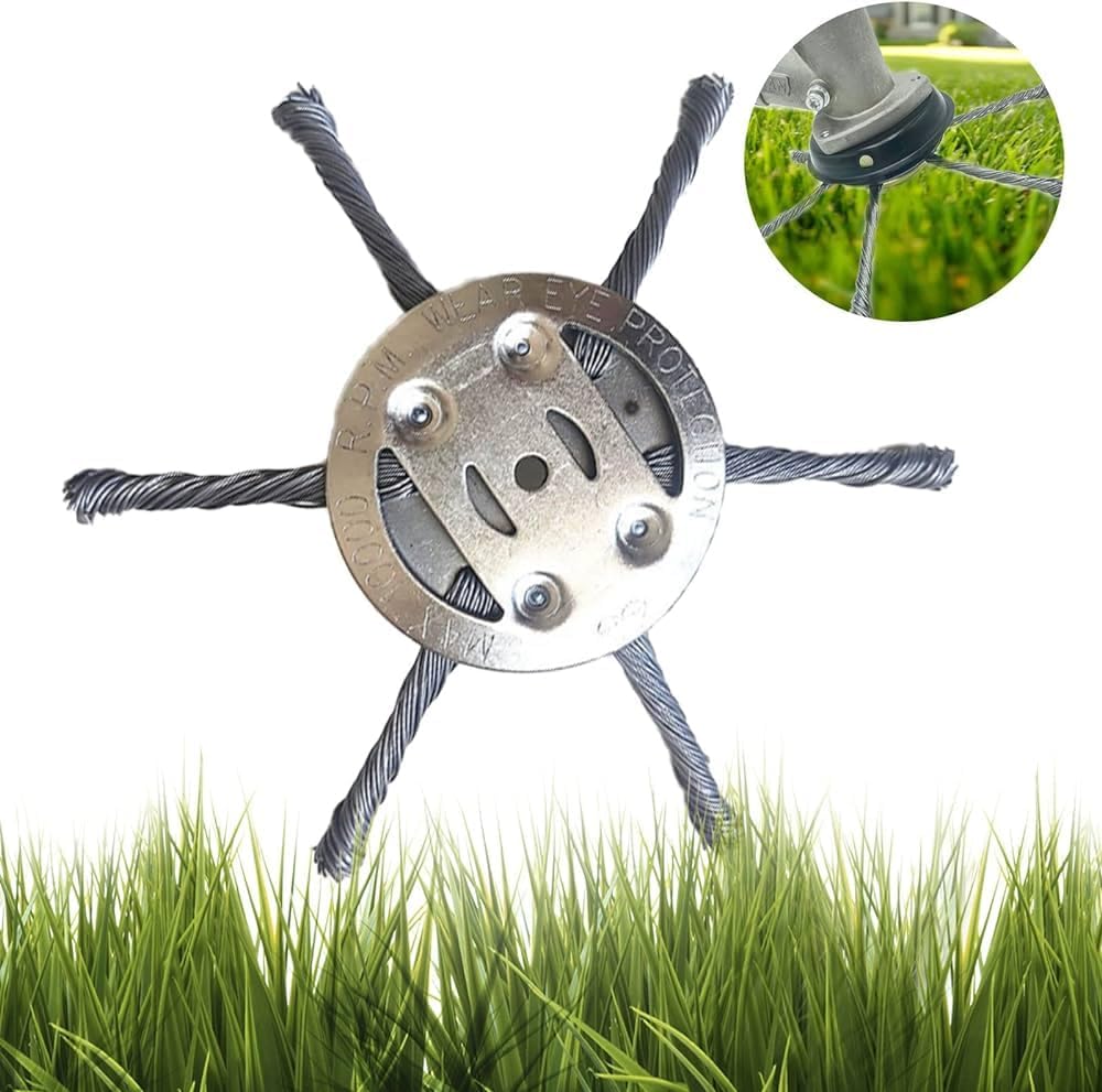 8 Inch Steel Wire Brush Cutter Head – Twisted Wire Trimmer Head for Weed & Grass Cutting | Heavy Duty Metal Brush Head for Brush Cutter & Lawn Mower Attachment