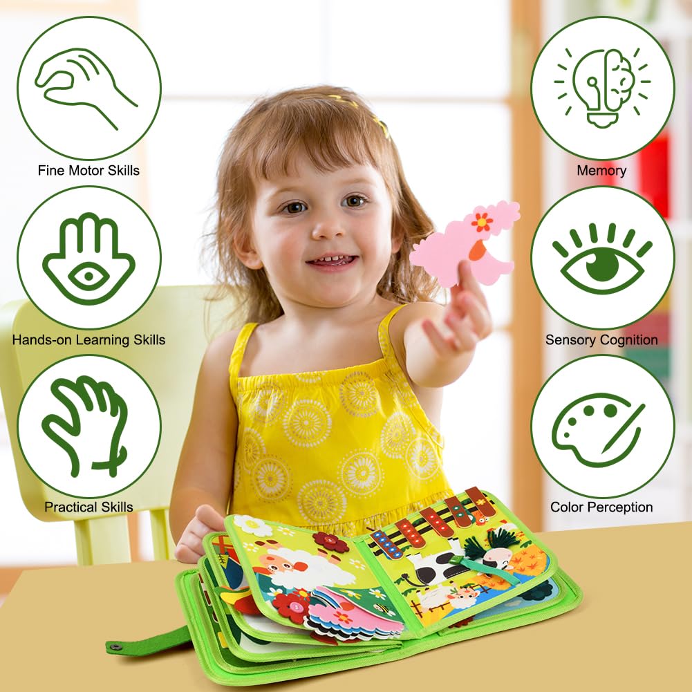 AYESY Busy Board for Toddlers Montessori Toys Busy Book for 3 4 5 6 Year Old Boys Girls,Sensory Board Educational Activities Toy for Fine Motor Skills Learning,Travel Toy for Plane Car - Image 4