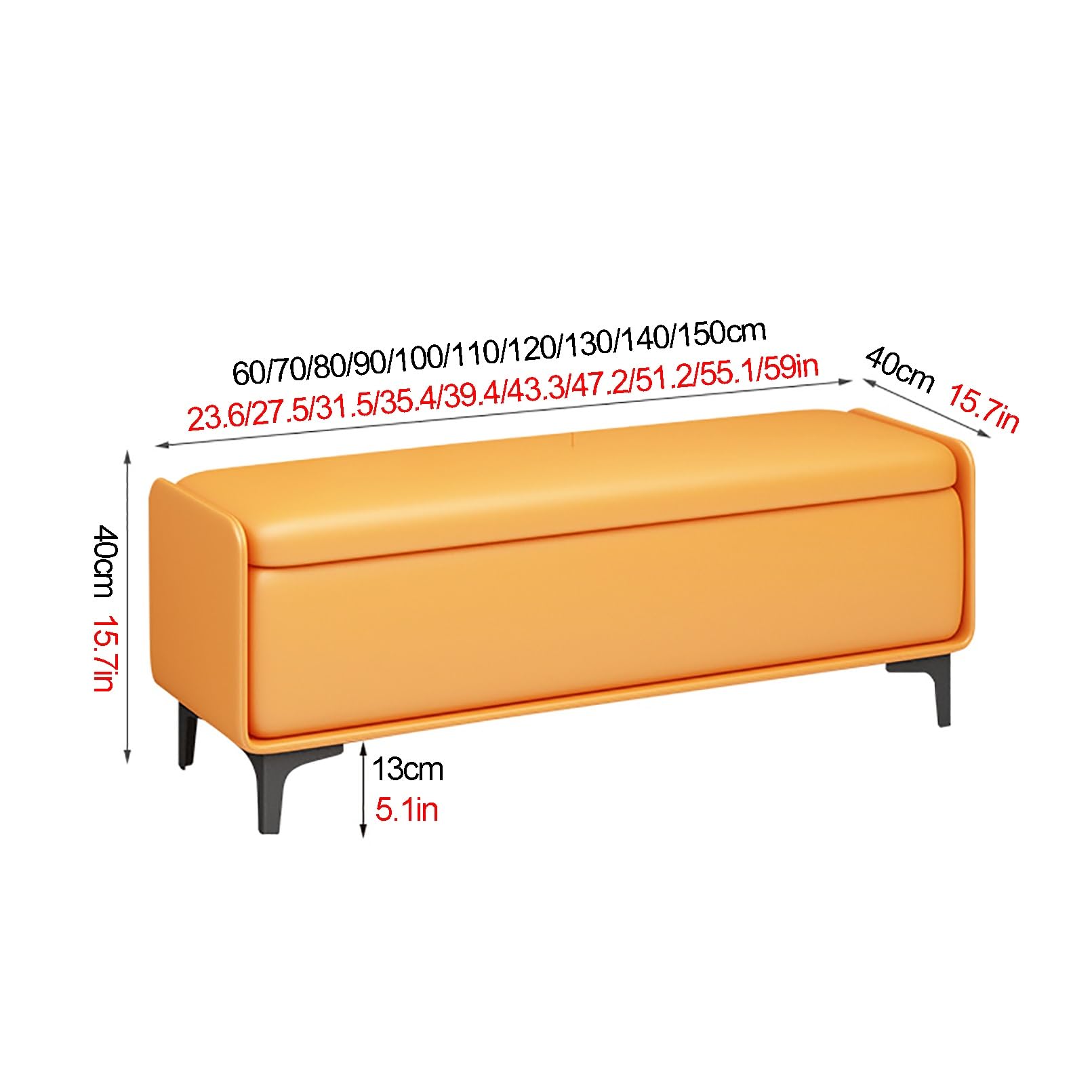 Stilvolle, gepolsterte Sitzbank mit Stauraum, Ottomane für Schlafzimmer und Eingangsbereich, mit sicheren Scharnieren, moderne Fußstütze für Wohnzimmer, 110 x 40 x 40 cm