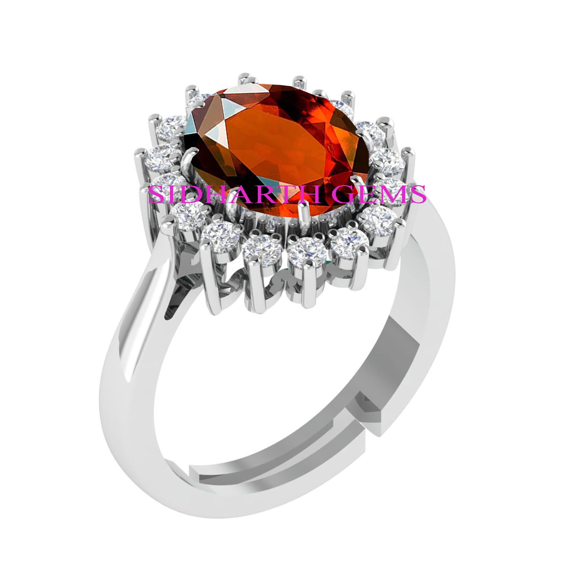 Natural Gomed Stone Ashtadhatu Red Gemstone 10.25 Ratti Rashi Ratna Silver Plated Adjustable Ring for Men and Women-image-15