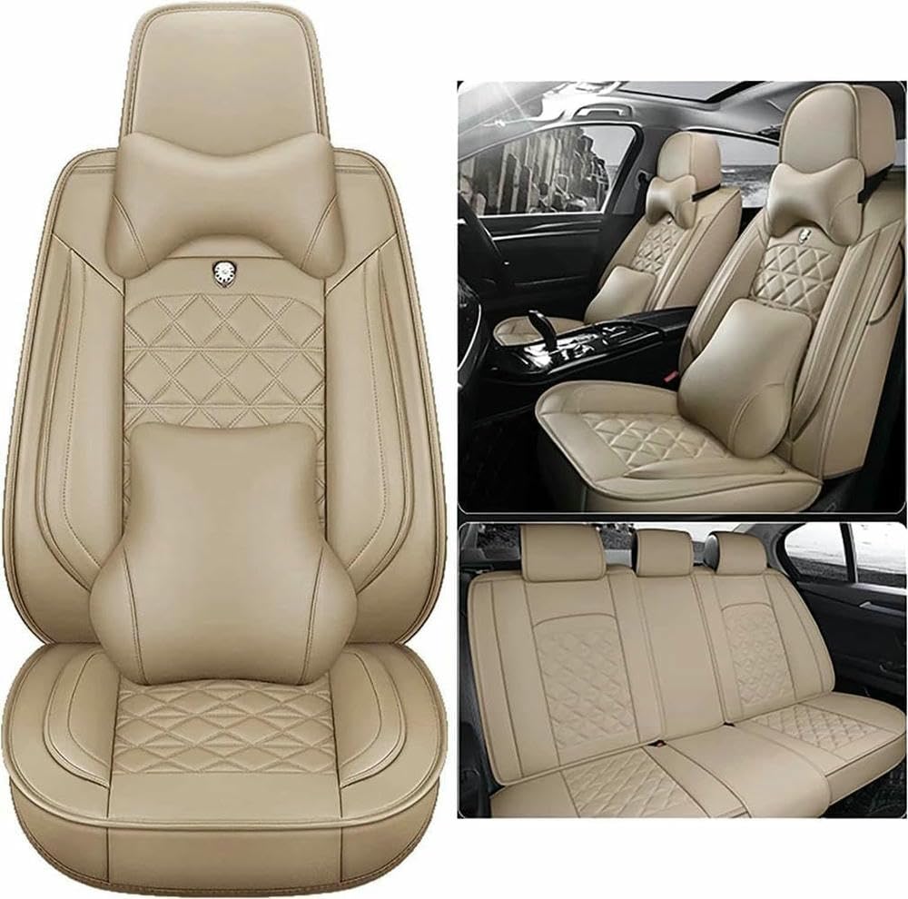 Uniwersalne pokrowce na siedzenia do Mitsubishi Pajero 4 2 Sport Outlander XL ASX akcesoria Montero Lancer 9 10 Carisma Zestaw 5 uniwersalnych pokrowców na siedzenia Beżowy