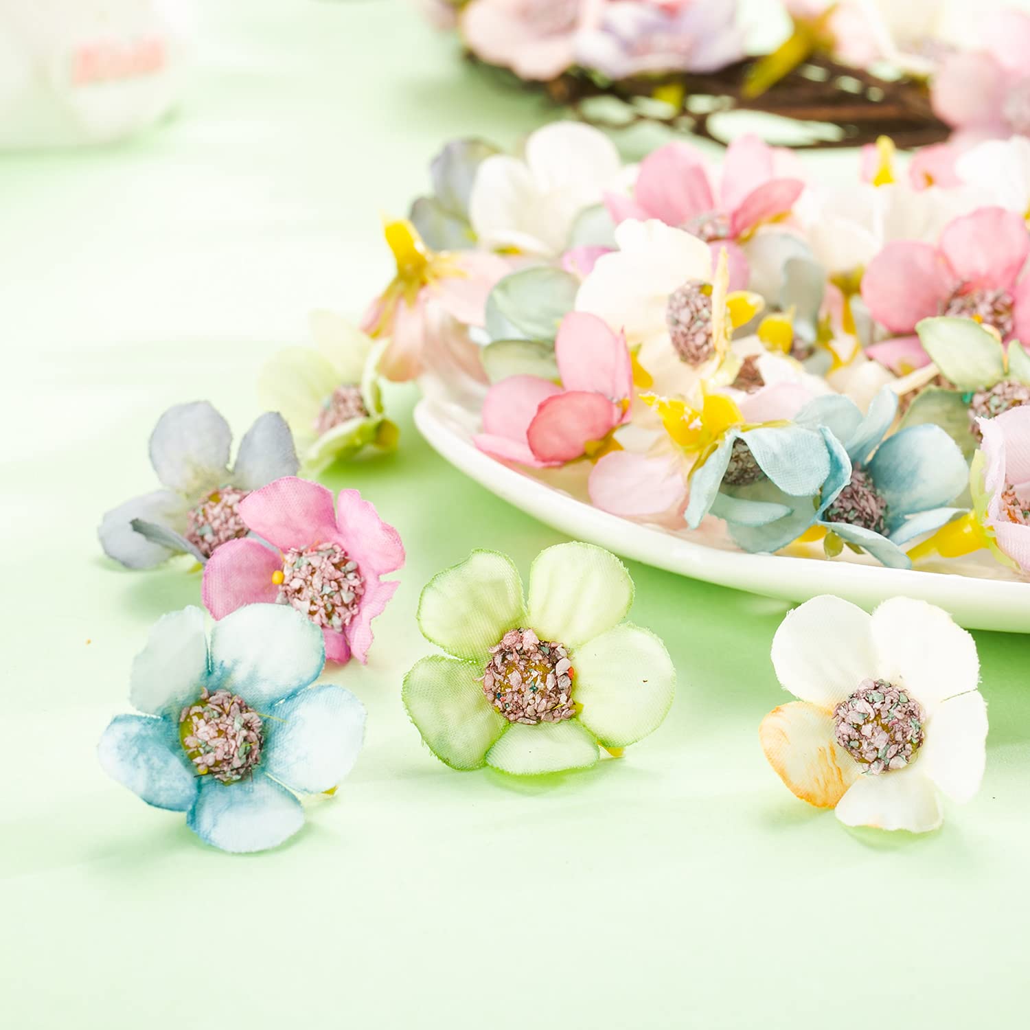 200 Flores Artificiales Margaritas De Tela - Multicolor, 4.5cm, Para Manualidades Y Decoración De Eventos