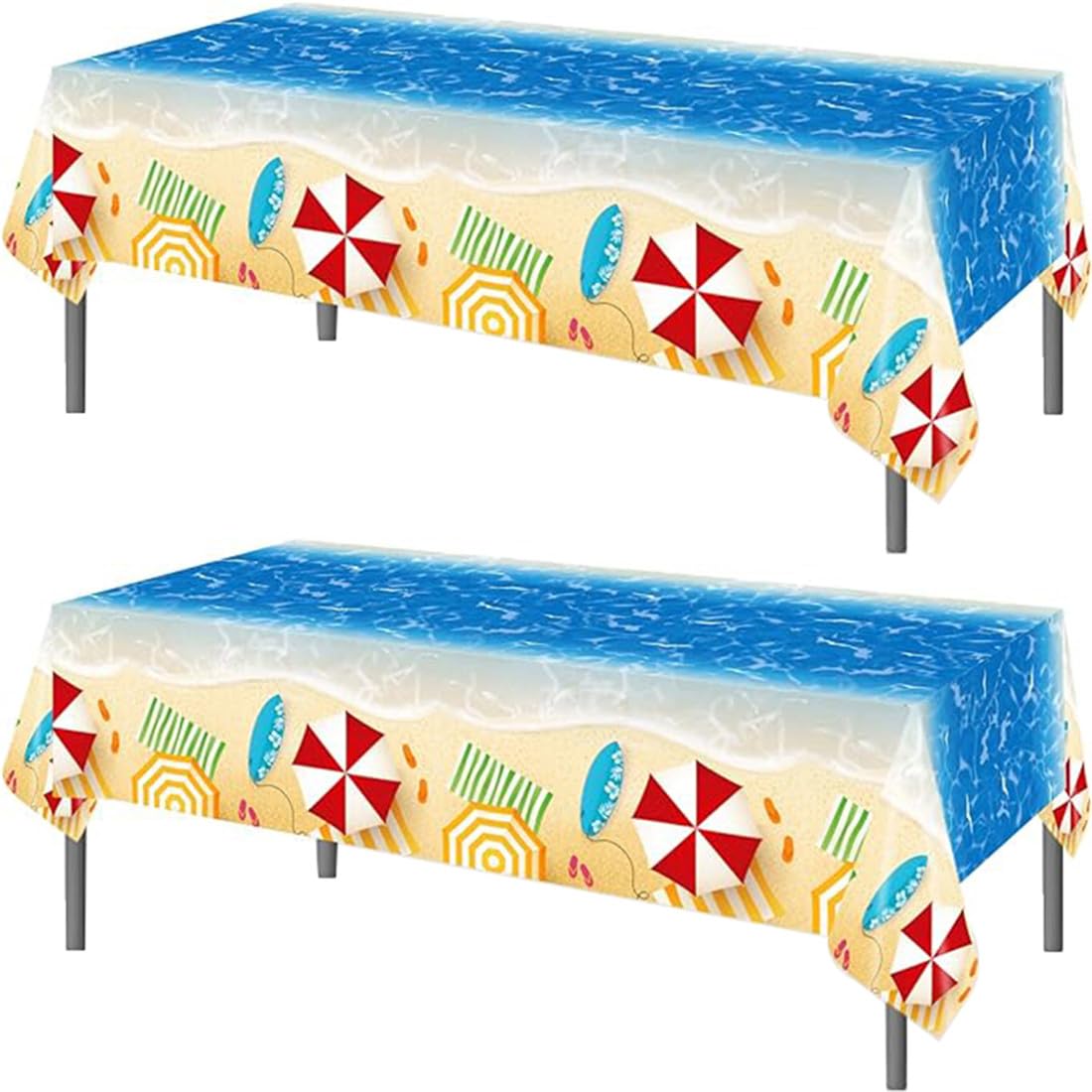 TOKYMOON 2 Pack of Disposable Summer Seaside Beach Themed 54x87In Tablecloths Birthday Party Table Cover for Surfboard Kids Baby Shower Summer Hawaiian Birthday Party Supplies Decorations