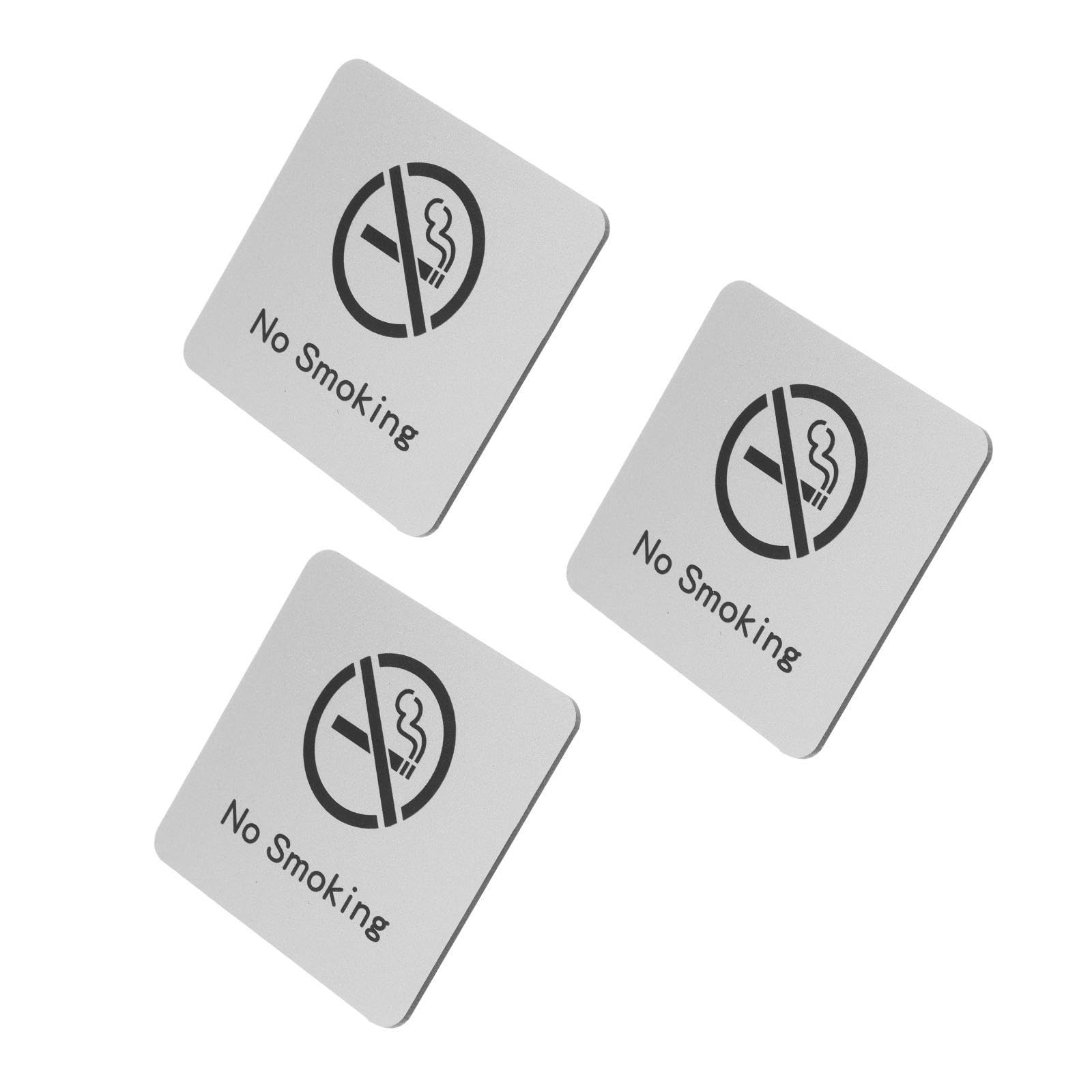 Mobestech No Smoking Sign 3 Pack Reflective Aluminium Safety Signs for Indoor Outdoor Use Office Bathroom Wall Warning