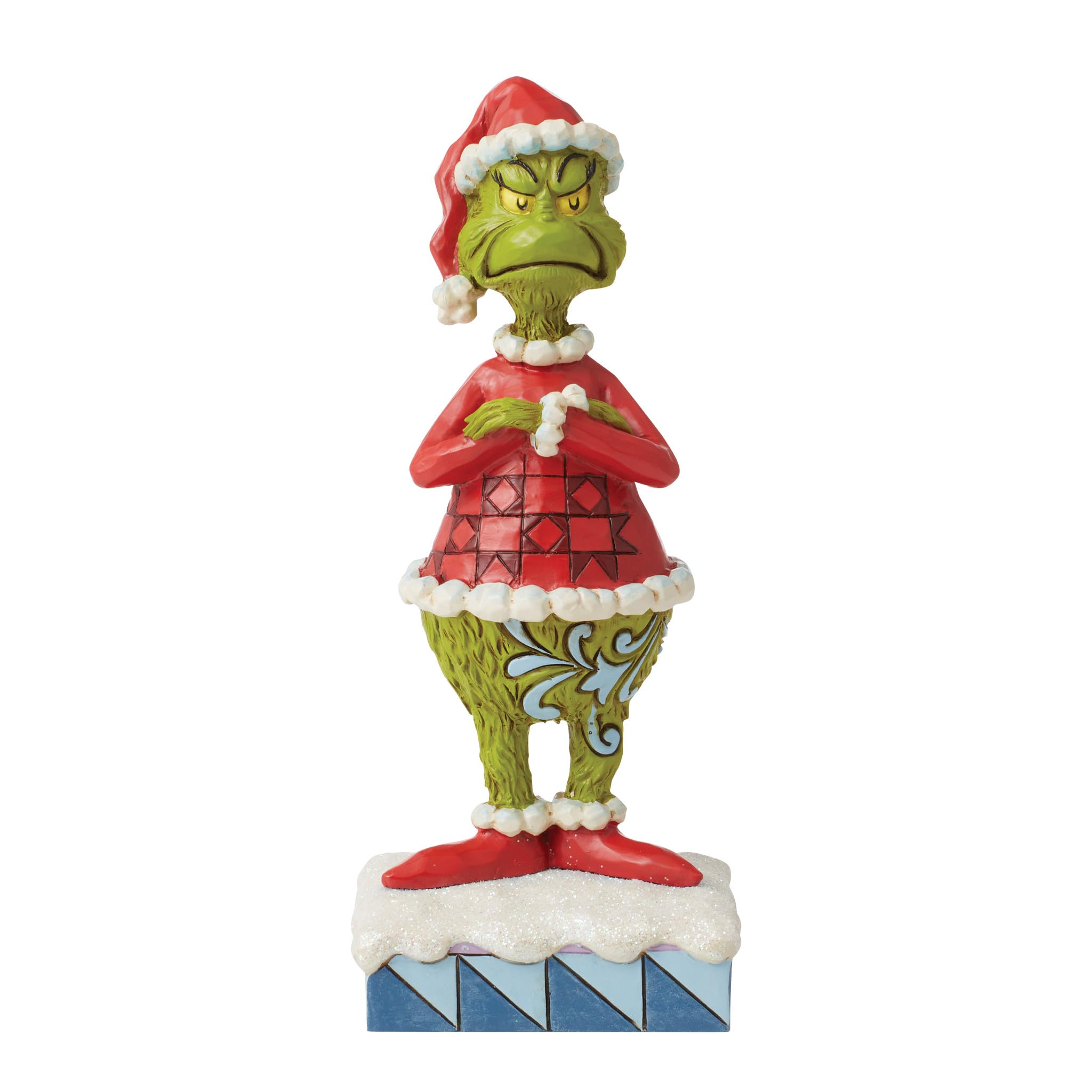 Enesco Dr. Seuss Grinch by Jim Shore Mean Santa Grinch Stole Christmas Figurine, Resin Hand Painted Crafted Collectible Christmas Figurines Home Decor