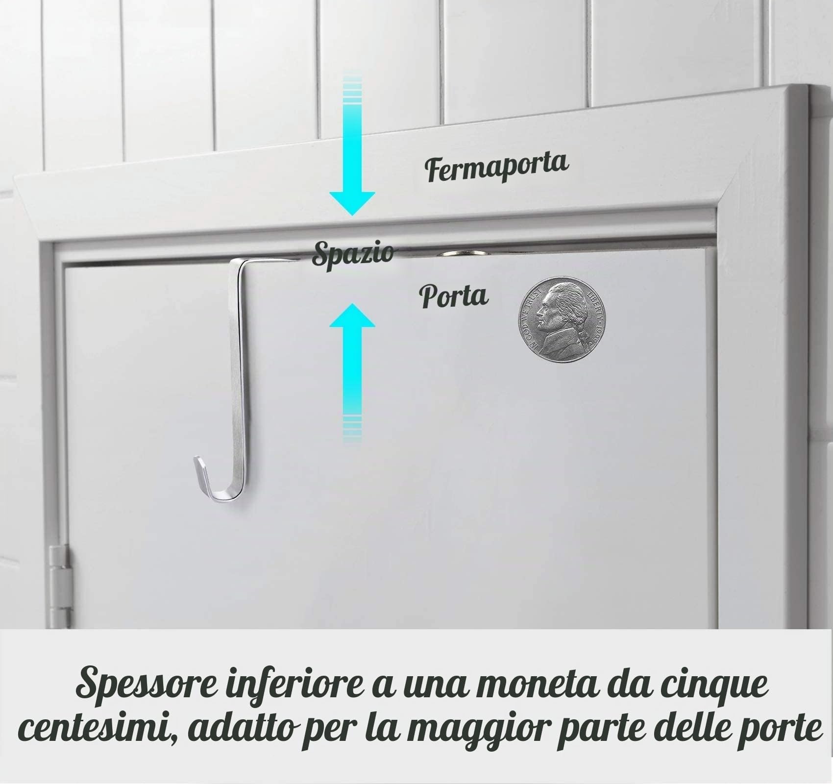 Ganci regolabili sopra la porta 10 cm Argento