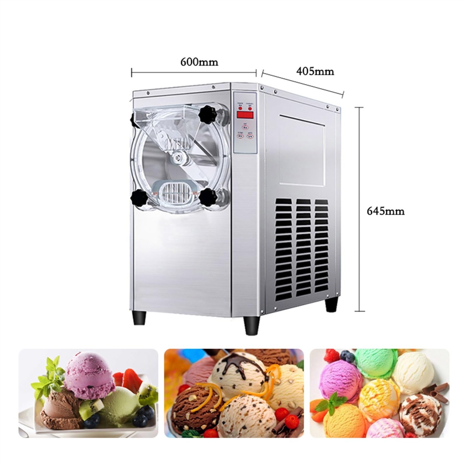 Máquina para hacer helados Máquina de helado comercial totalmente automática, máquina de helado duro Vertical de alto rendimiento, bola de excavación Máquina de yogur helado