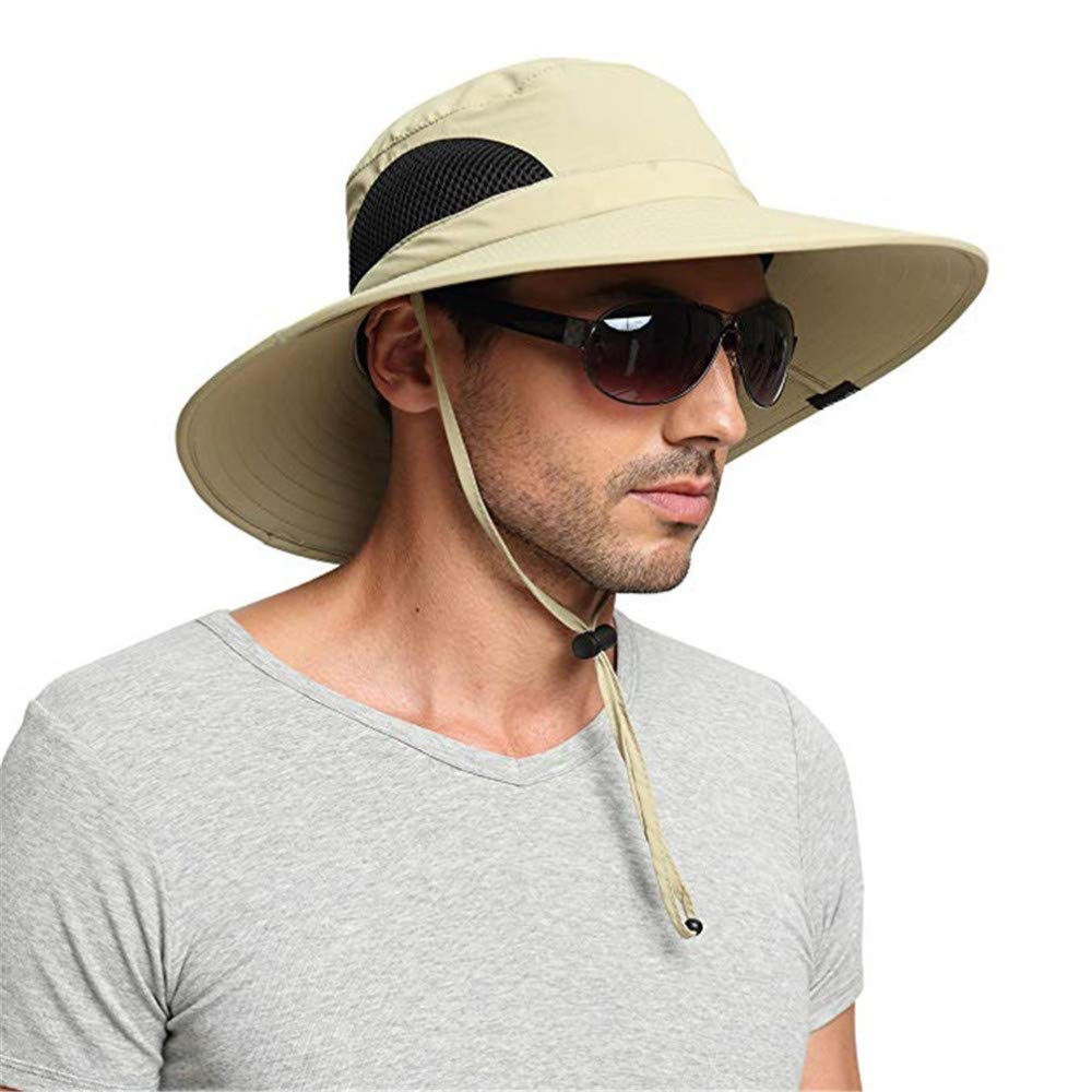 Chapeau de soleil REYG imperméable et anti-UV à large bord beige pour la plage