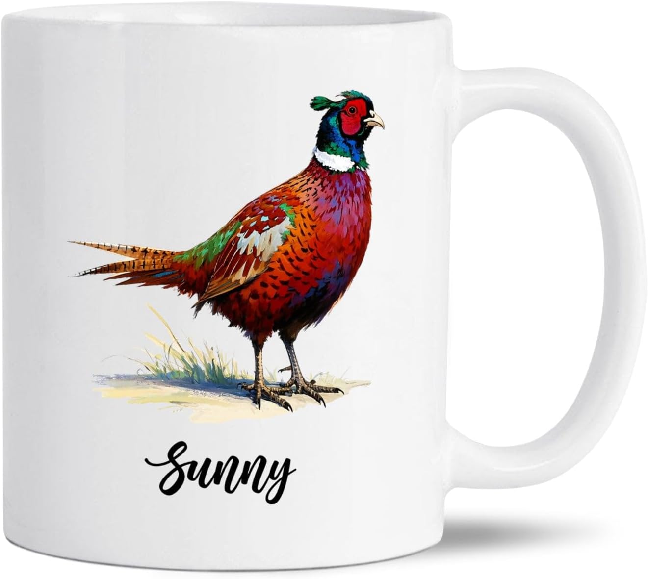 Personalized Colorful Pheasant Coffee Mug With Name, Novelty Pheasant Mug Gifts For Bird Lovers Birthday Christmas, Custom Pheasant Lover White Ceramic Cup 11Oz 15Oz, Unique Bird Themed Travel Cup